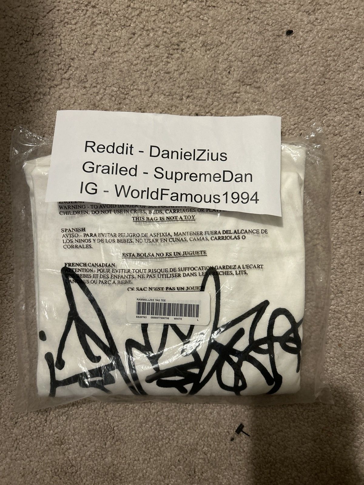 Supreme Supreme Rammellzee Tag Tee 'White' Size US L / EU 52-54 / 3 - 3 Thumbnail