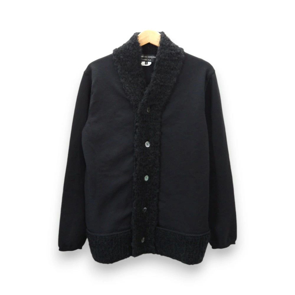 Comme des Garcons Homme Plus Sweater Poly Wool Panel Cardigan Button Up Plain Black Size US M / EU 48-50 / 2 - 1 Thumbnail