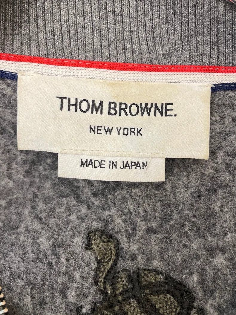 Thom Browne Thom browne Gray full-printed fleece whale turtle zipper ja Size US XS / EU 42 / 0 - 6 Thumbnail