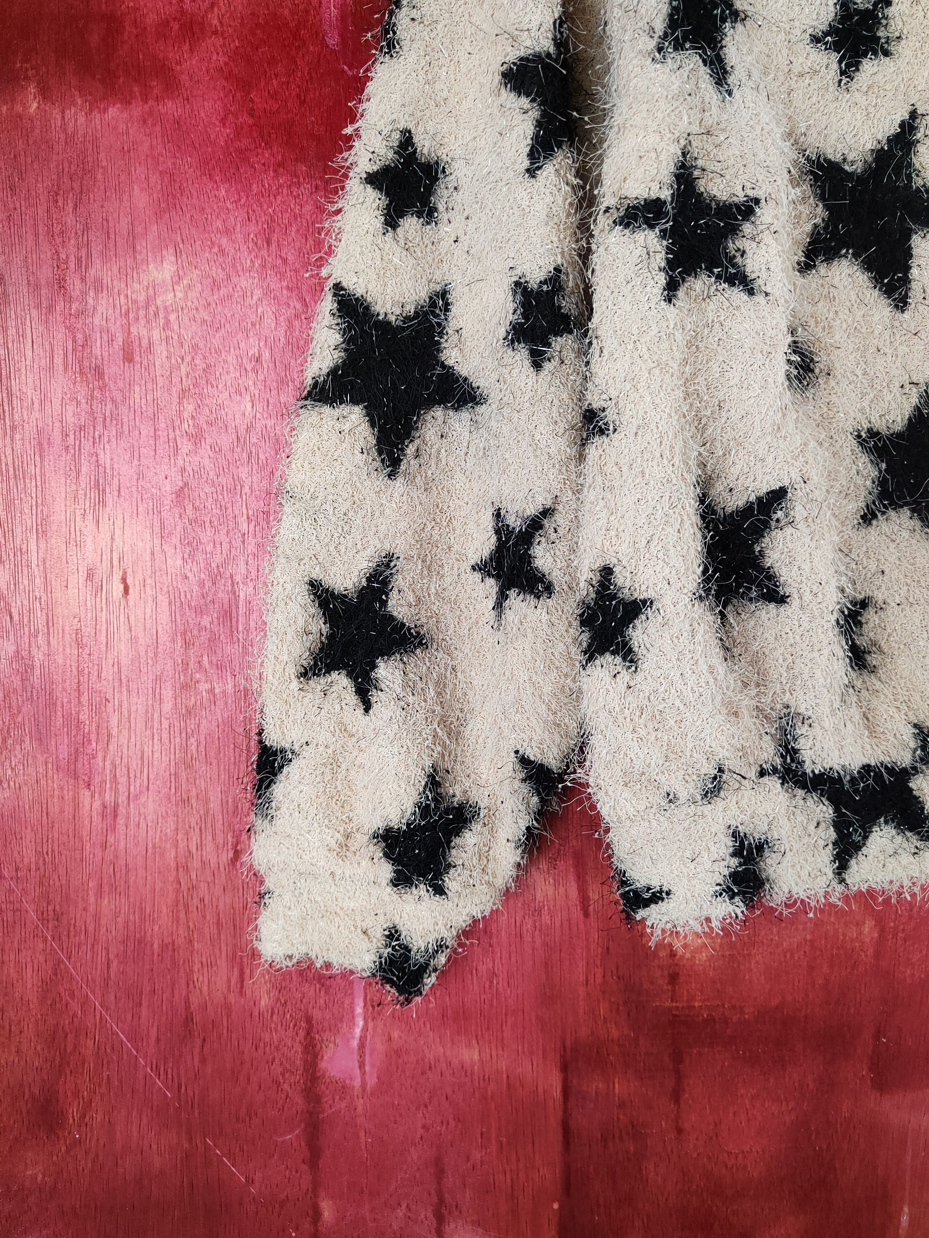 Homespun Knitwear Nice Claup Beige Star Shag Shaggy Fur Mohair Knitwear #S1983 Size S / US 4 / IT 40 - 4 Thumbnail