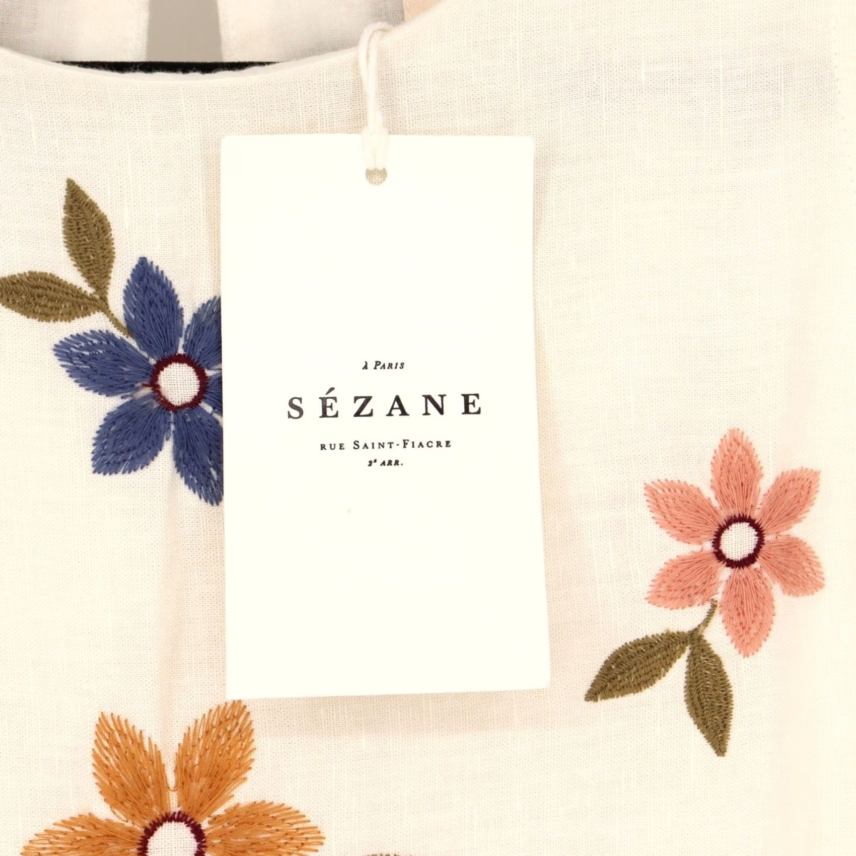 Vintage Sezane Maxi Dress Gardenia Floral Embroidered Linen Cotton Ivory US 4 FR 36 Womens Size S / US 4 / IT 40 - 3 Thumbnail