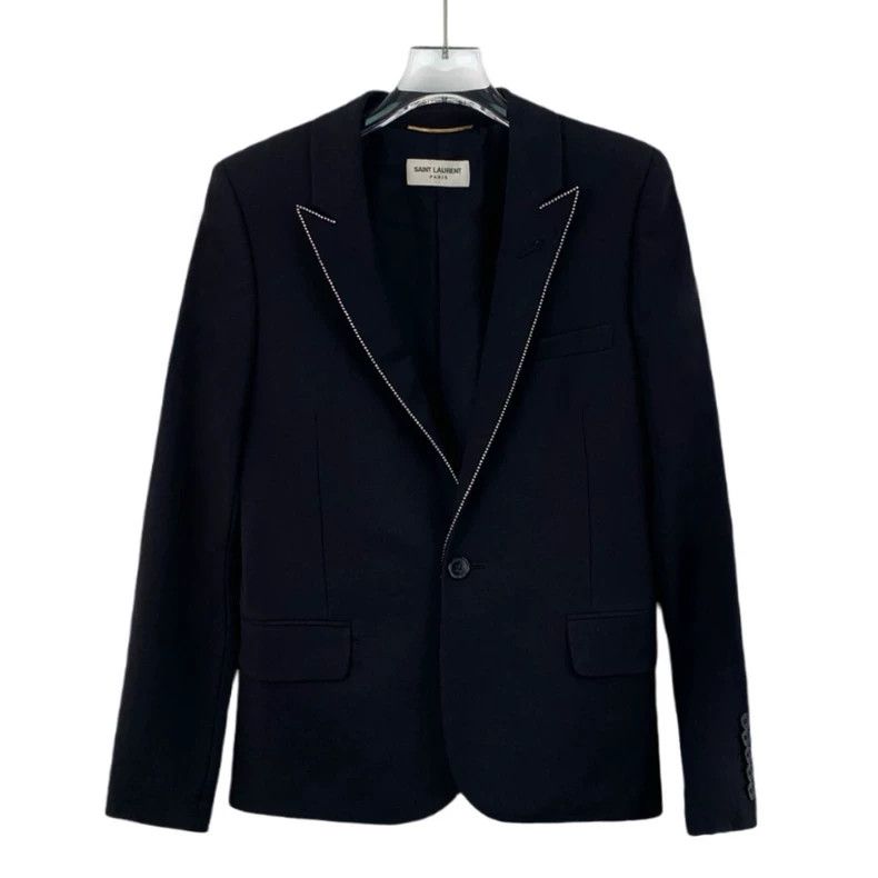 Saint Laurent Paris Saint Laurent Black diamond-encrusted wool V-neck long-slee Size XS / US 0-2 / IT 36-38 - 1 Thumbnail