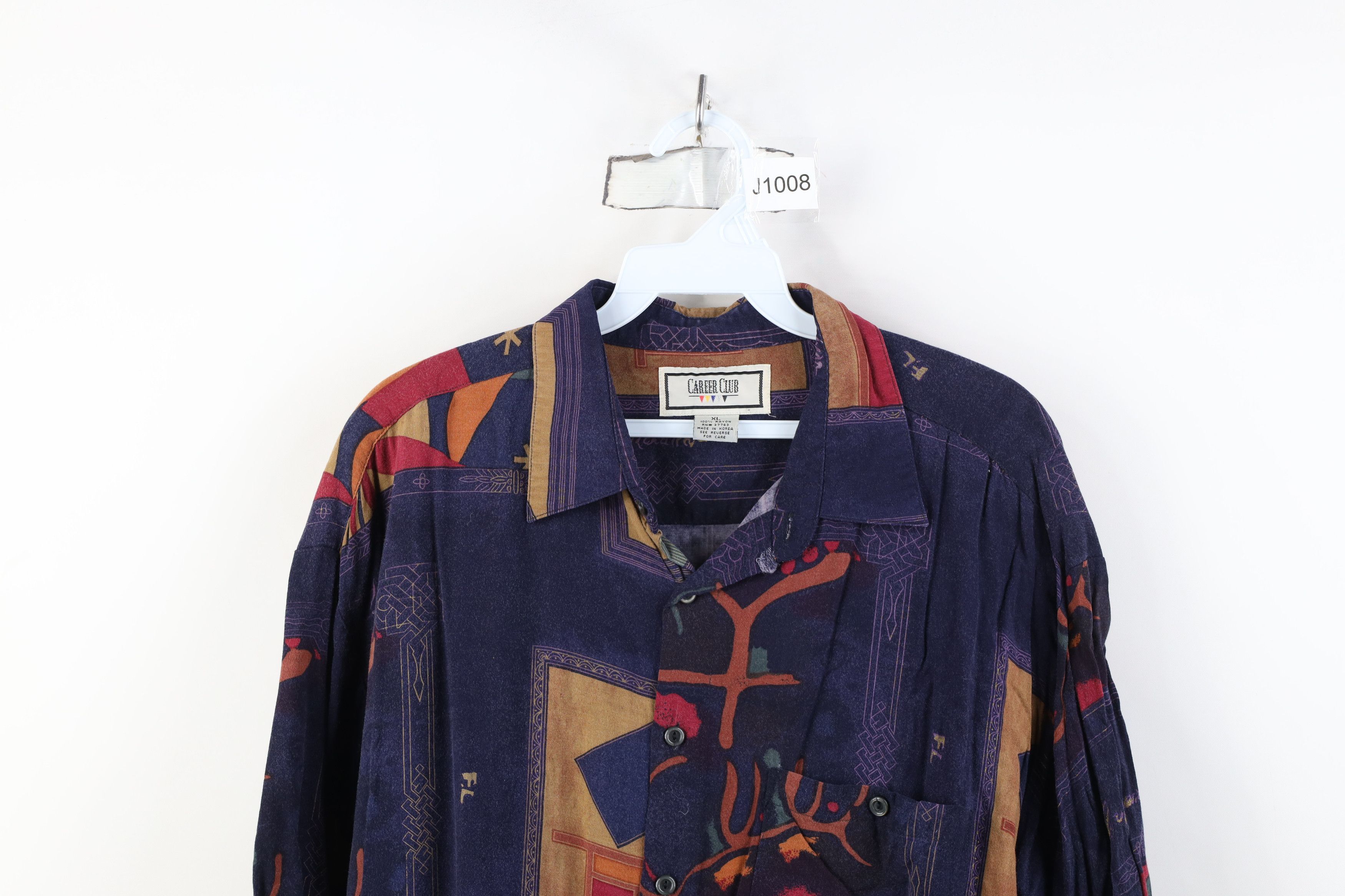 Vintage Vintage 90s Streetwear Rayon Gabardine Collared Button Shirt Size US XL / EU 56 / 4 - 2 Thumbnail