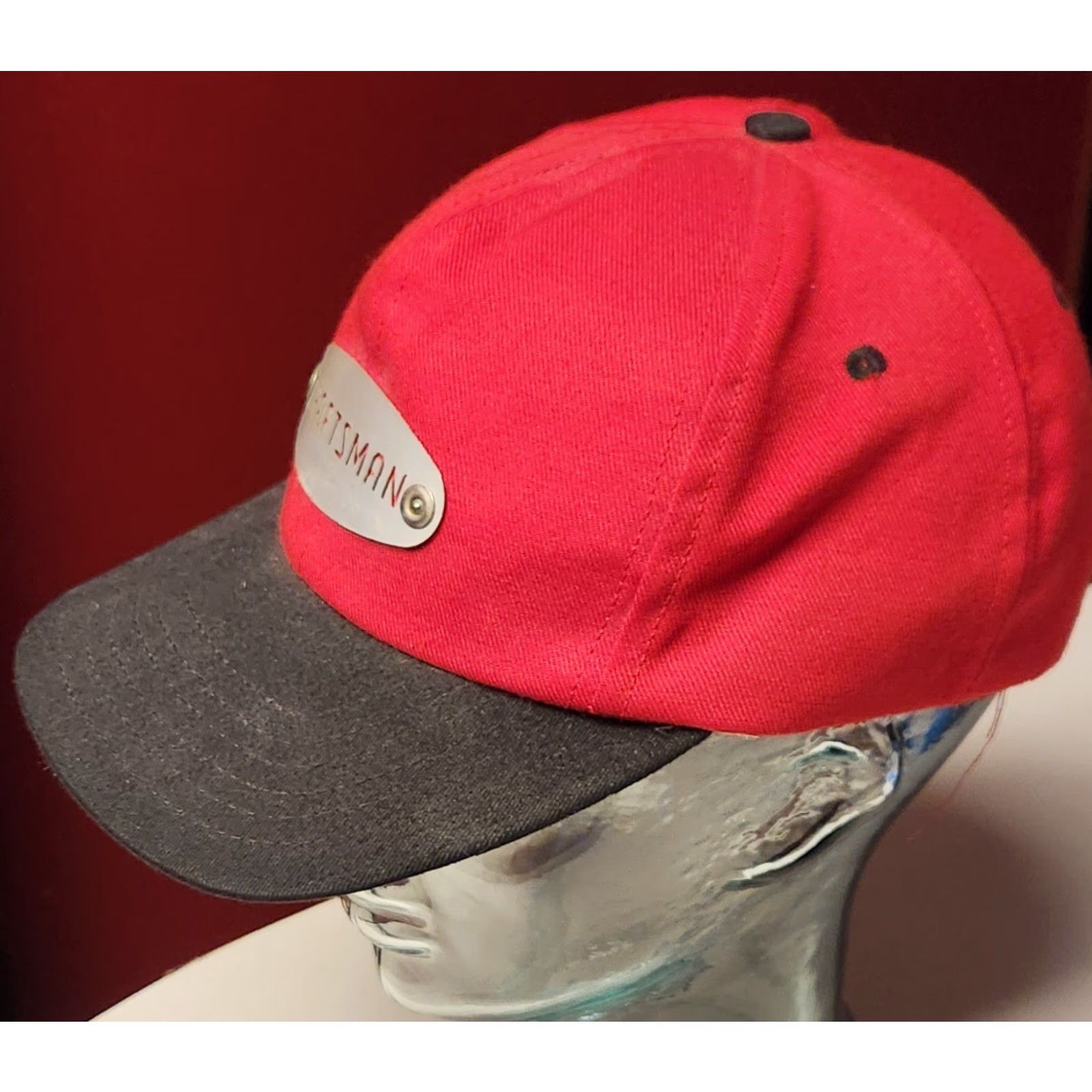 Vintage VINTAGE Craftsman Hat Snapback Logo Red Black USA MADE Mens Adjusta ble Cap Emblem Badge Graphic Classic Size ONE SIZE - 4 Thumbnail