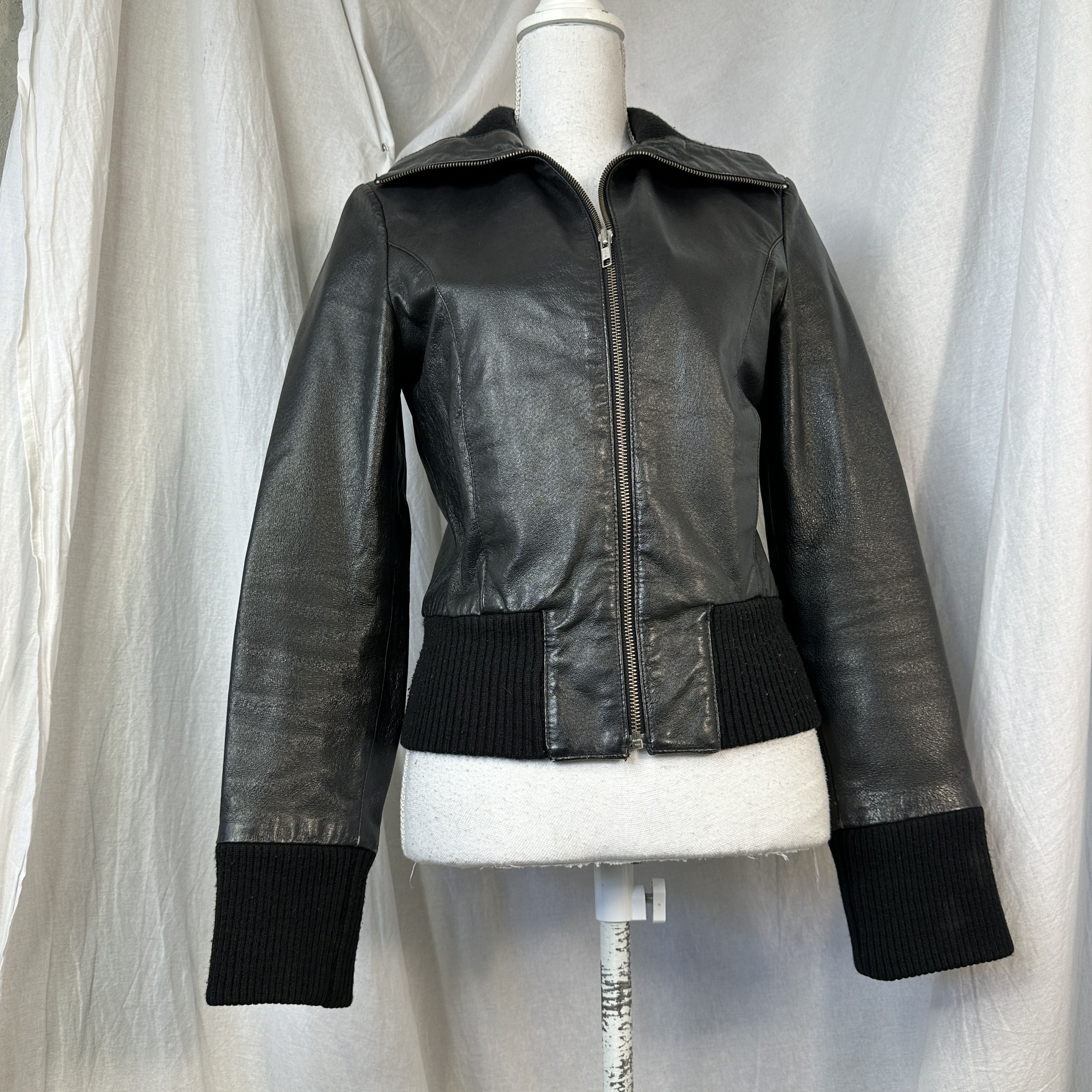 Vintage Moto Biker Grunge Y2K Big Collar Leather Jacket