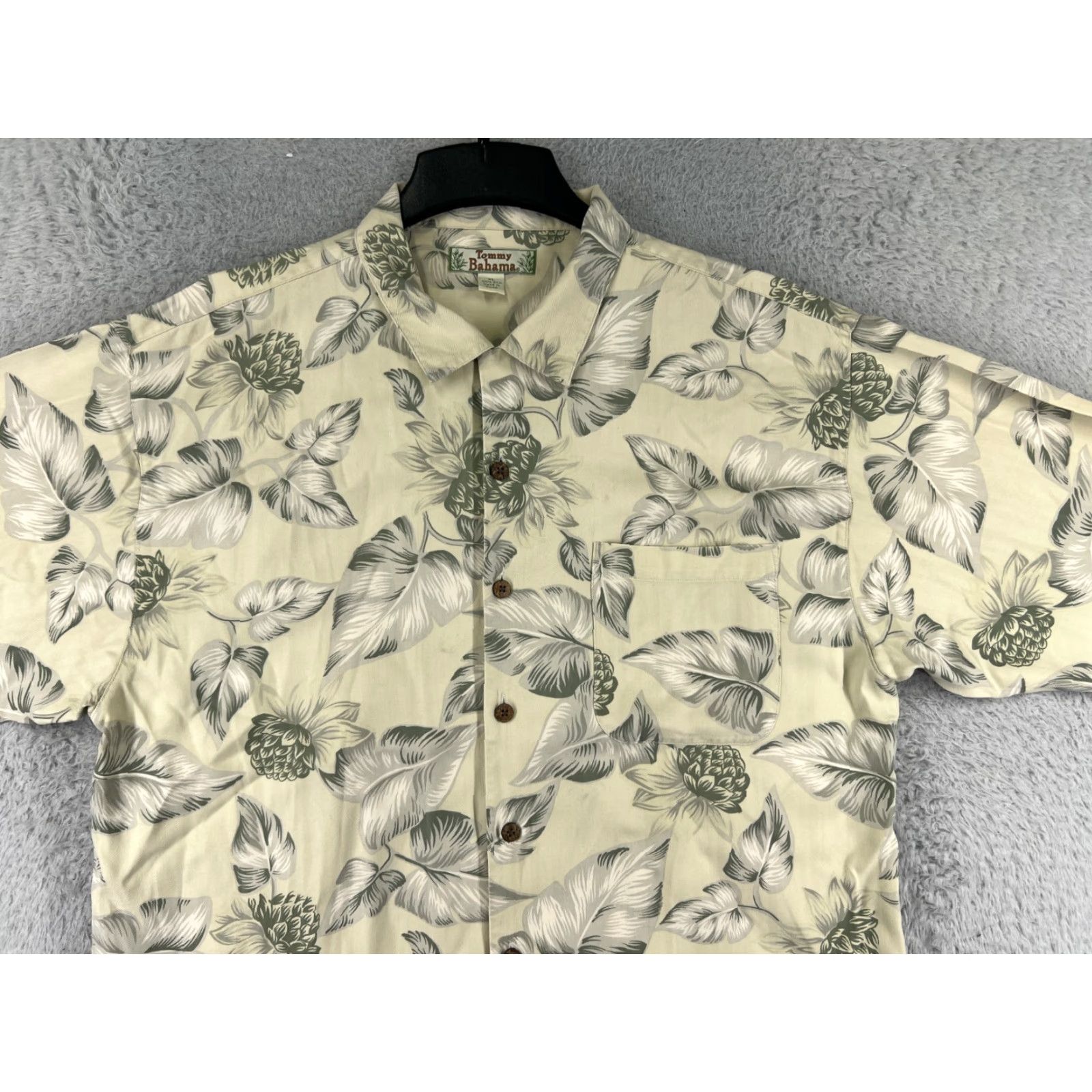 Tommy Bahama VINTAGE Tommy Bahama Shirt Mens XL Ivory Floral Palm Button Up Hawaiian Silk Size US XL / EU 56 / 4 - 6 Thumbnail
