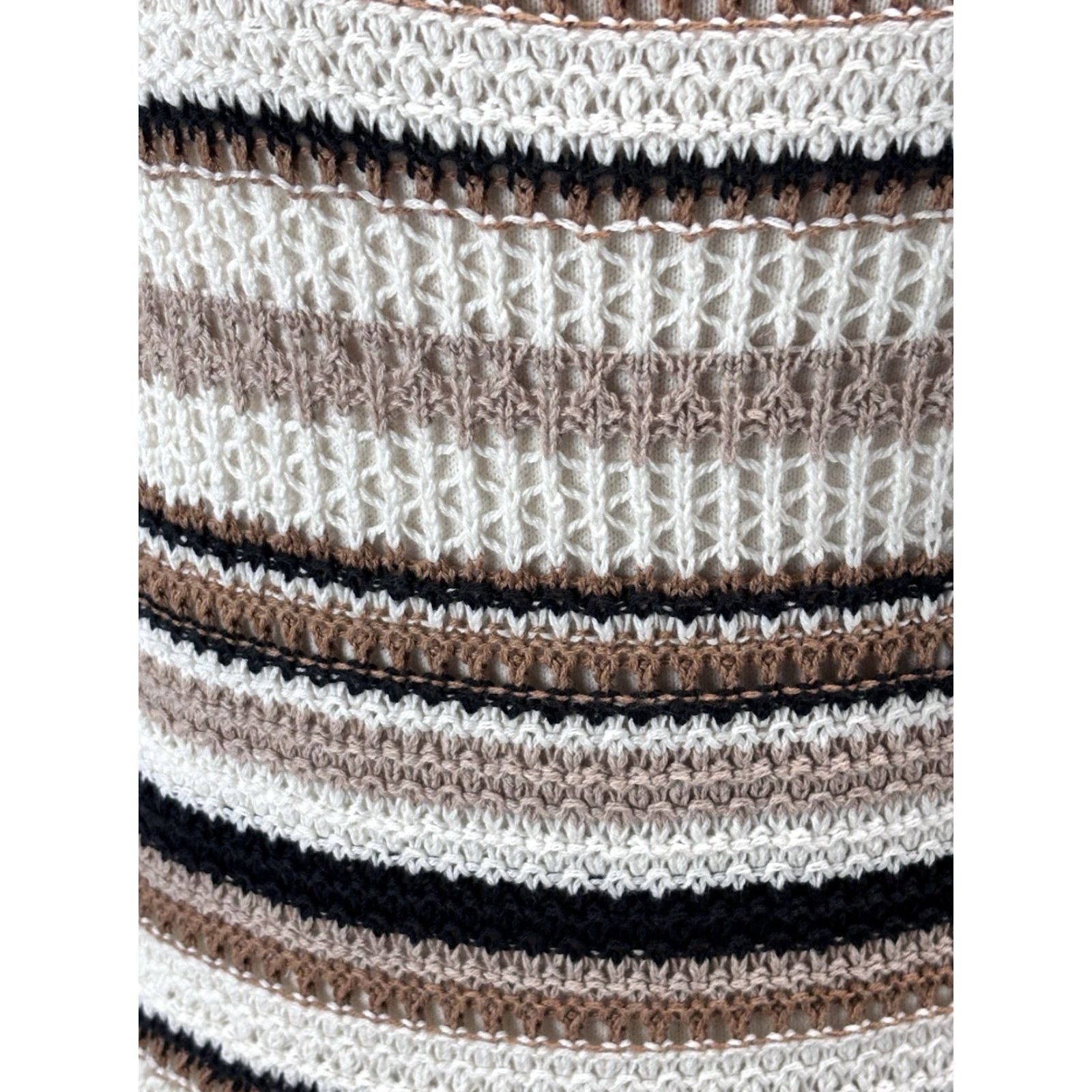 American Eagle Outfitters American Eagle Outfitters 70s Boho Crochet Dress Small Brown Striped Sleeveless Mini Casual Womens Size S / US 4 / IT 40 - 6 Thumbnail
