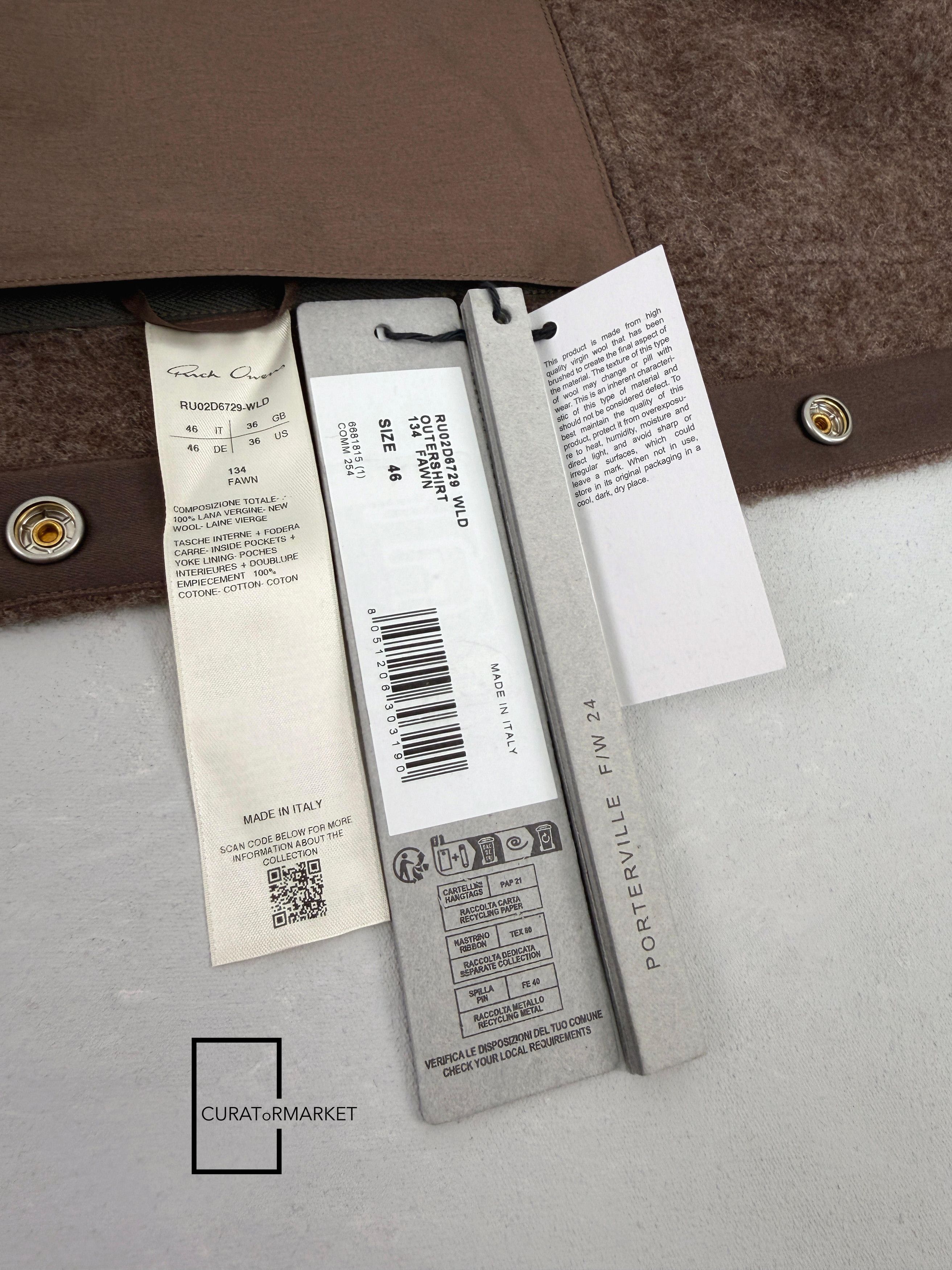Rick Owens EU46 Lodenette Felt Wool Outershirt Fawn FW24 Porterville Size US S / EU 44-46 / 1 - 8 Thumbnail