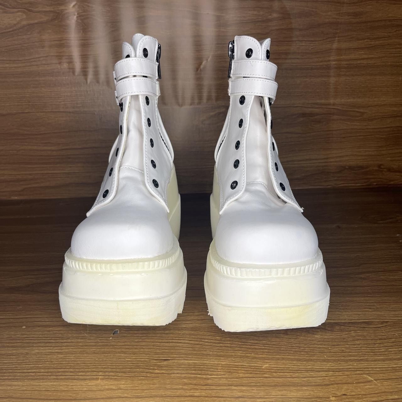 Other Demonia Shaker 52 Platform Boots White Vegan Leather Size US 7 / IT 37 - 3 Thumbnail