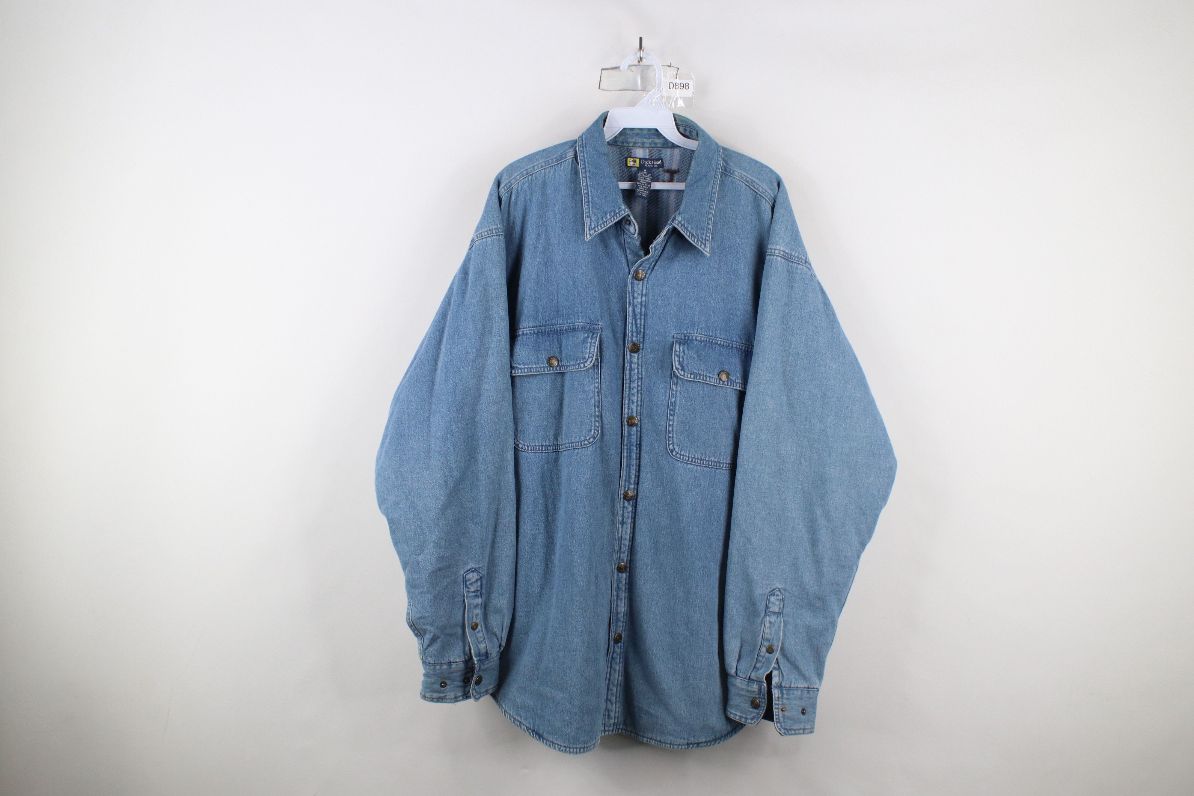 Vintage 90s Streetwear Fleece Lined Denim Jean Shirt Jacket