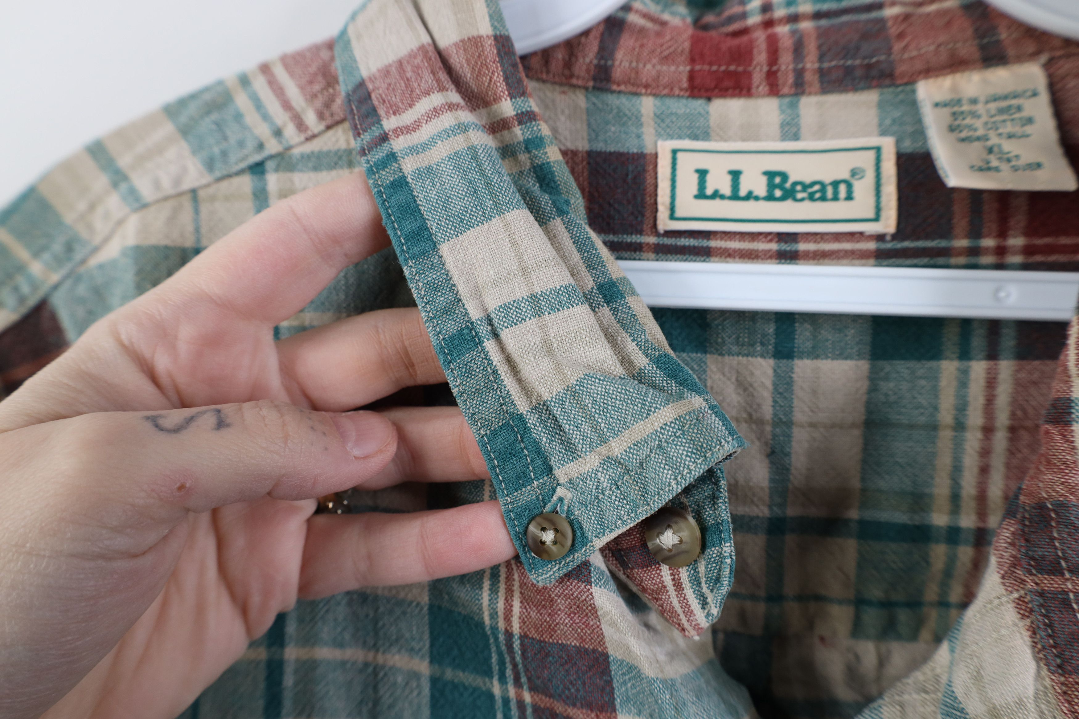 L.L. Bean Vintage 90s LL Bean Linen Blend Short Sleeve Button Shirt Size US XL / EU 56 / 4 - 9 Thumbnail