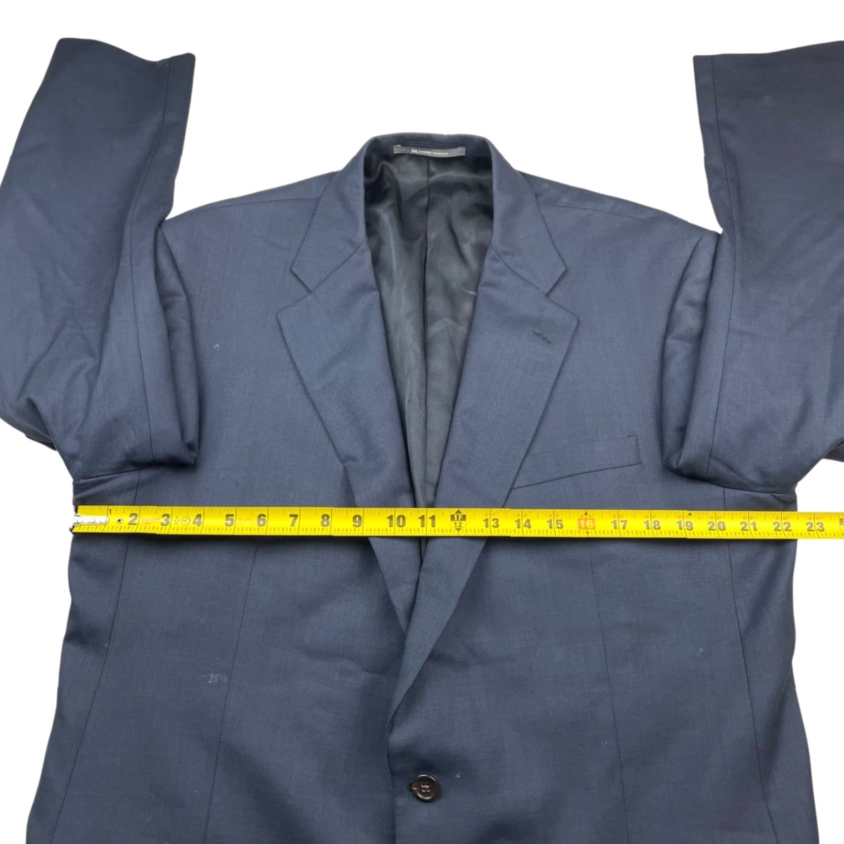 Vintage Hickey Freeman Blazer Men 44 Long Navy Blue Wool 2-Button Notch Single-Breasted 4-Button Cuff 100% Wool Size 44R - 7 Thumbnail