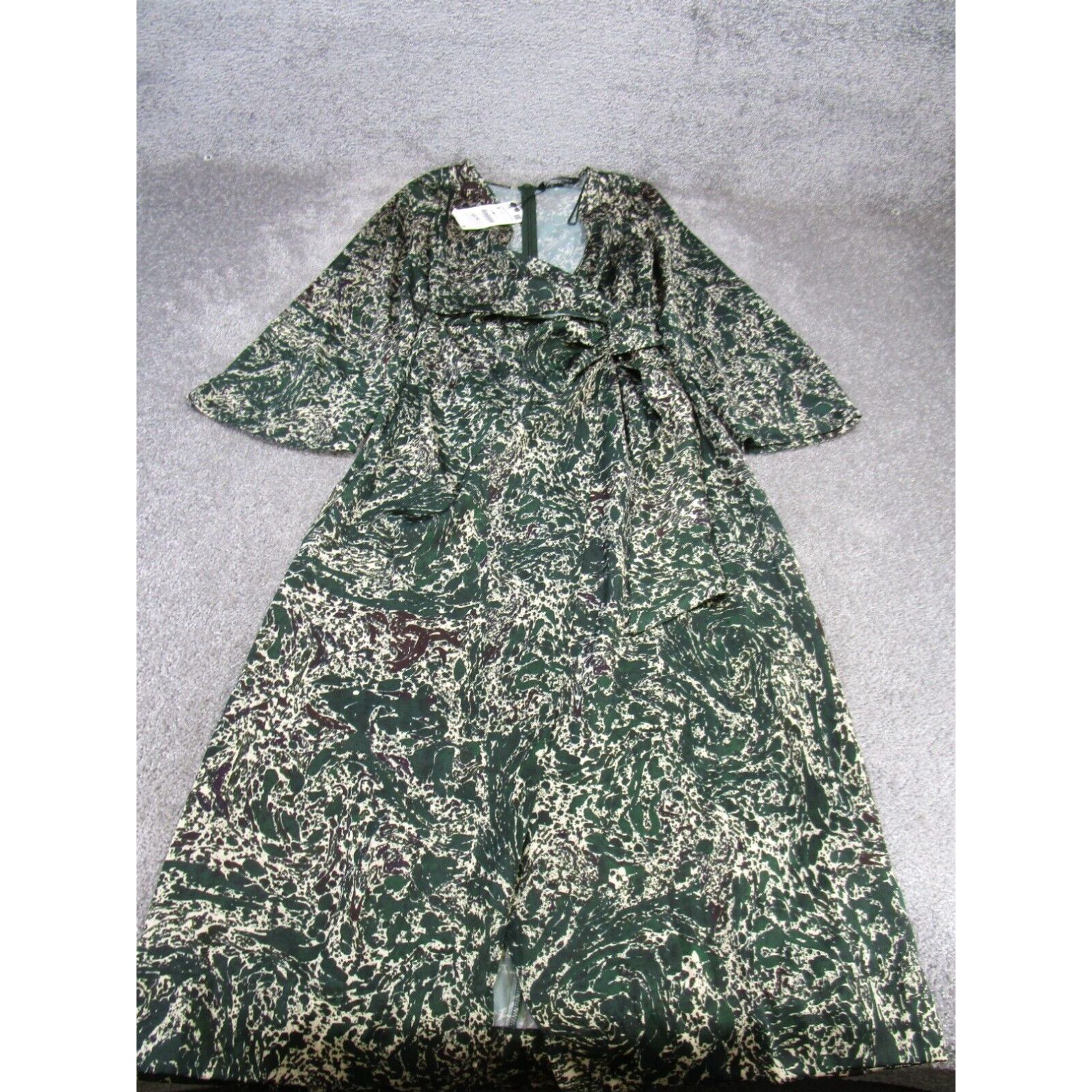 Zara Zara Wrap Dress Womens Small Long Print Dark Green Long Sleeve NEW |  Grailed