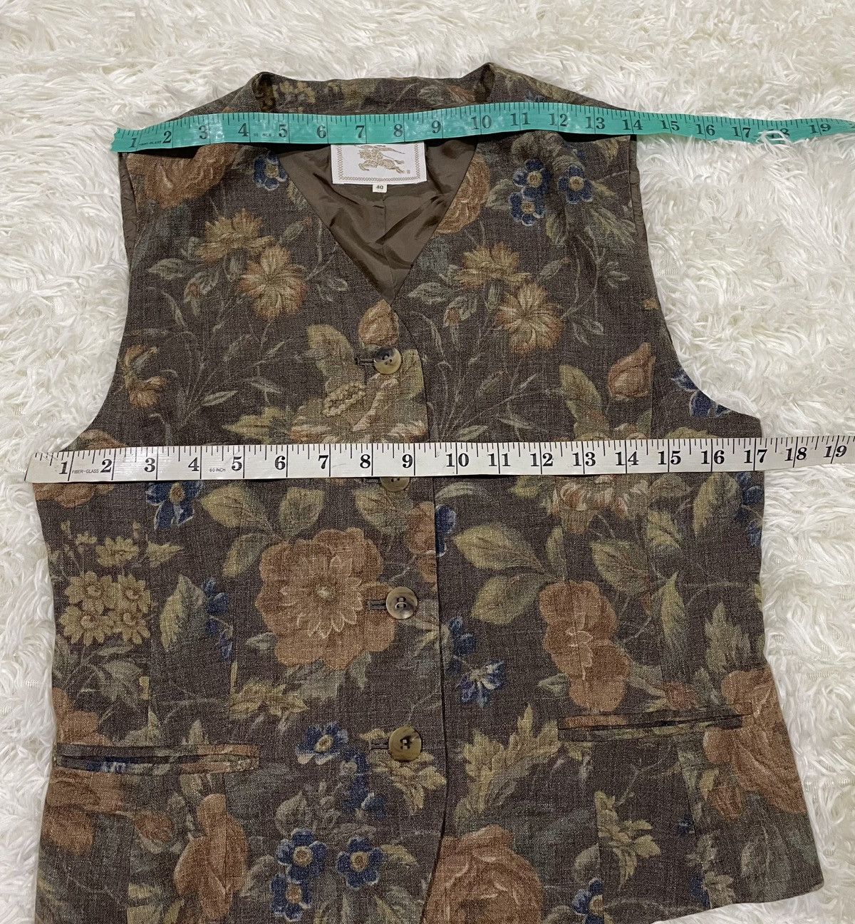 Burberry Vintage Burberrys' Floral Tapestry Vest Waistcoat 90s Size US XXS / EU 40 - 10 Thumbnail