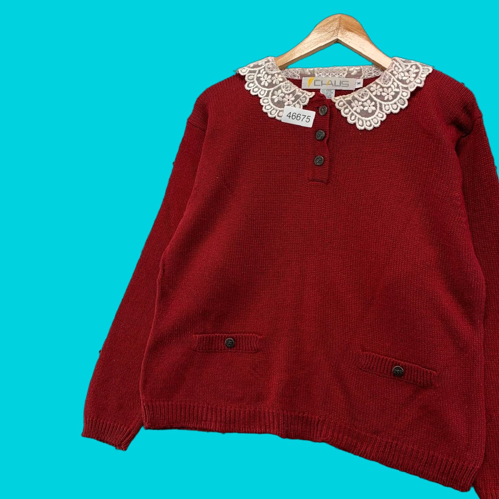 Vintage VINTAGE Chaus Sweater Women M Red Lace Collared Ramie Cotton Button Grandma Size M / US 6-8 / IT 42-44 - 1 Thumbnail