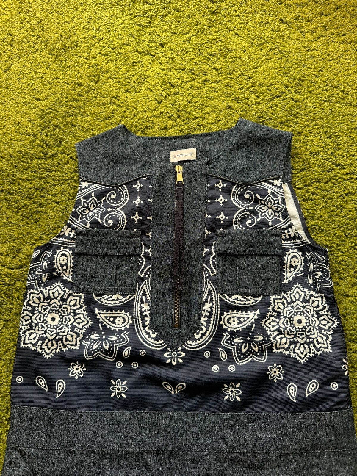 Designer × Moncler × Moncler Grenoble Moncler bandana pattern denim dress abito senza maniche Size M / US 6-8 / IT 42-44 - 12 Thumbnail