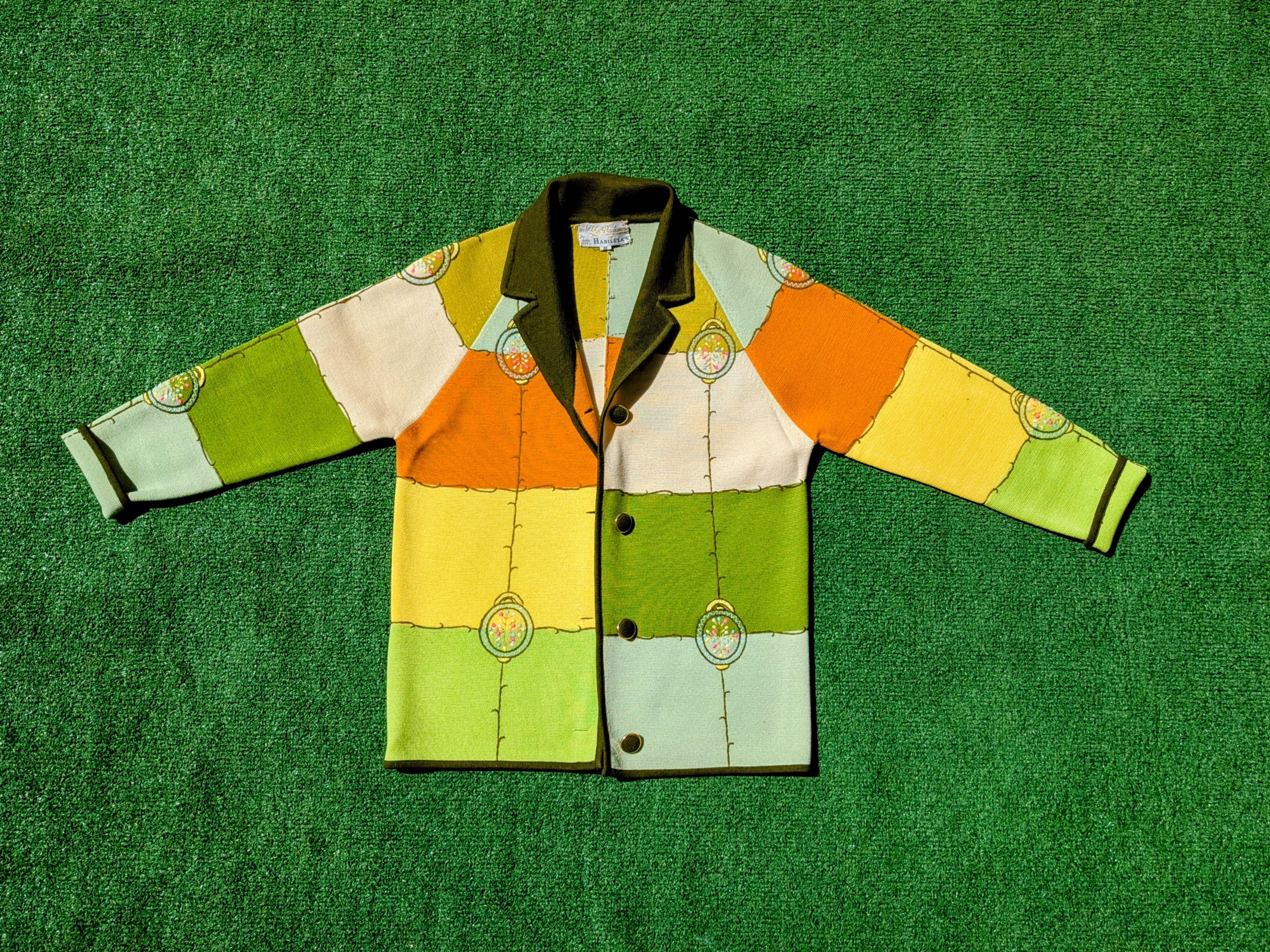 Vintage VTG Mod 1960s Squares Cardigan Sweater Petite Jacket Size M / US 6-8 / IT 42-44 - 5 Thumbnail