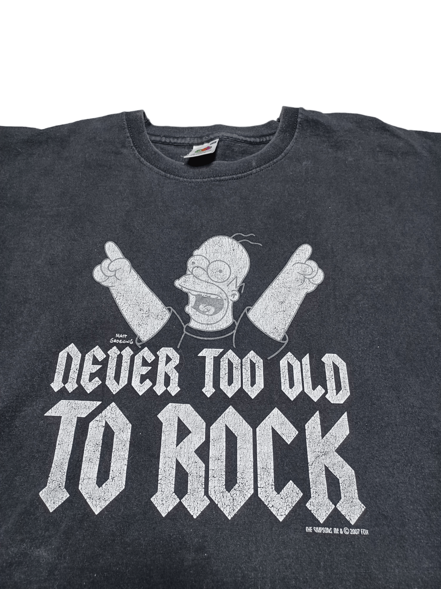 Fruit Of The Loom 2007 VINTAGE FOTL NEVER TOO OLD TO ROCK SIMPSONS HOMER TEE Size US XL / EU 56 / 4 - 4 Thumbnail
