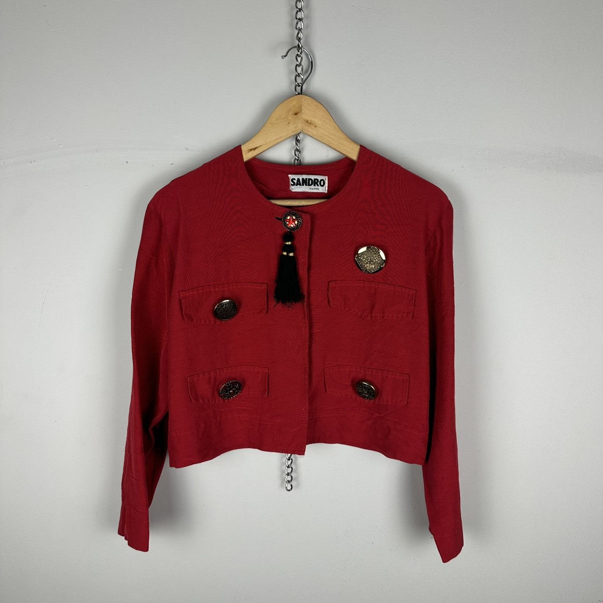 Sandro Vintage Rare Sandro 80’s Red Napaleon Cropped Blazer Size M / US 6-8 / IT 42-44 - 1 Thumbnail