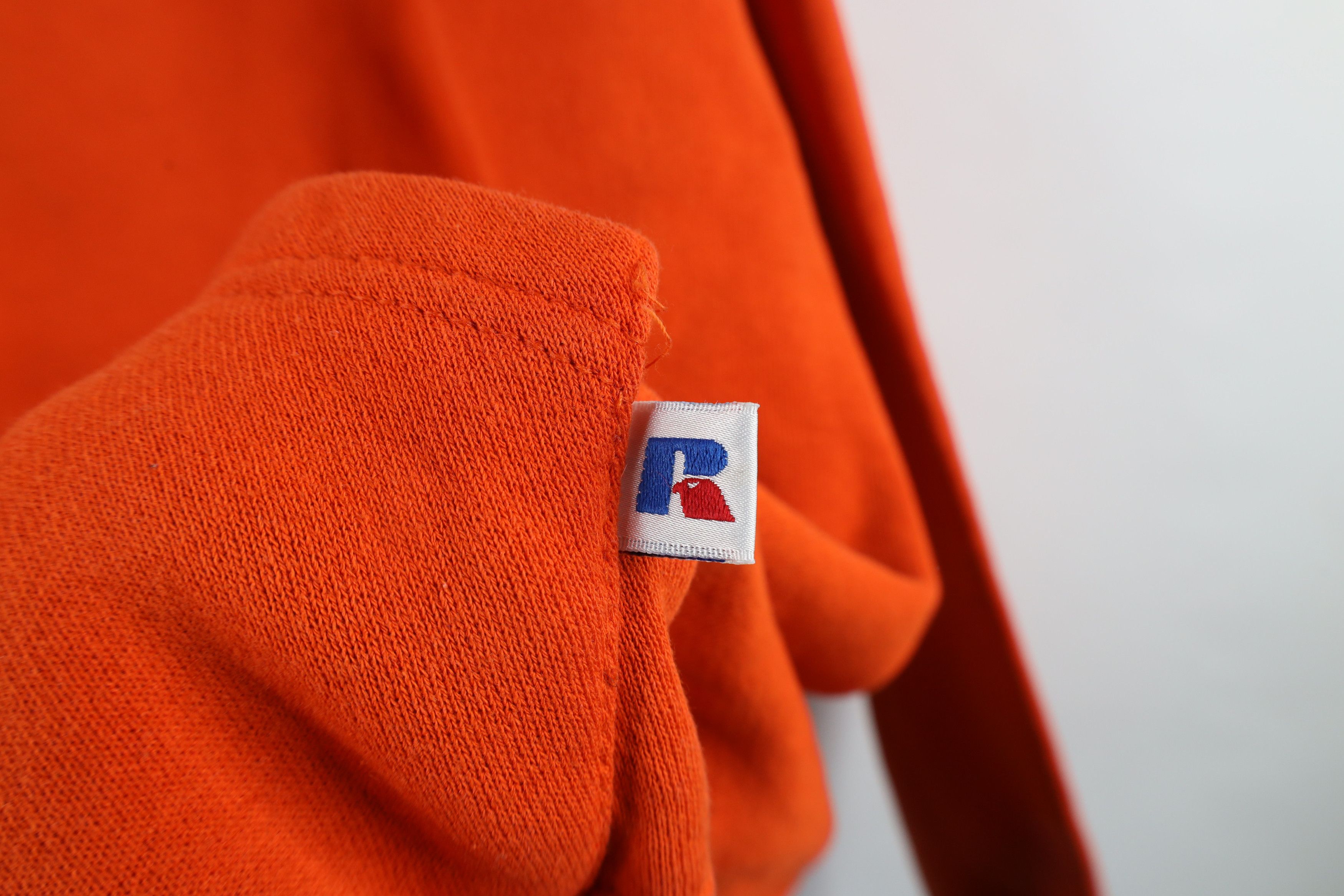 Russell Athletic × Vintage Vintage 90s Russell Athletic Riddell Football Hoodie Orange Size US M / EU 48-50 / 2 - 4 Thumbnail