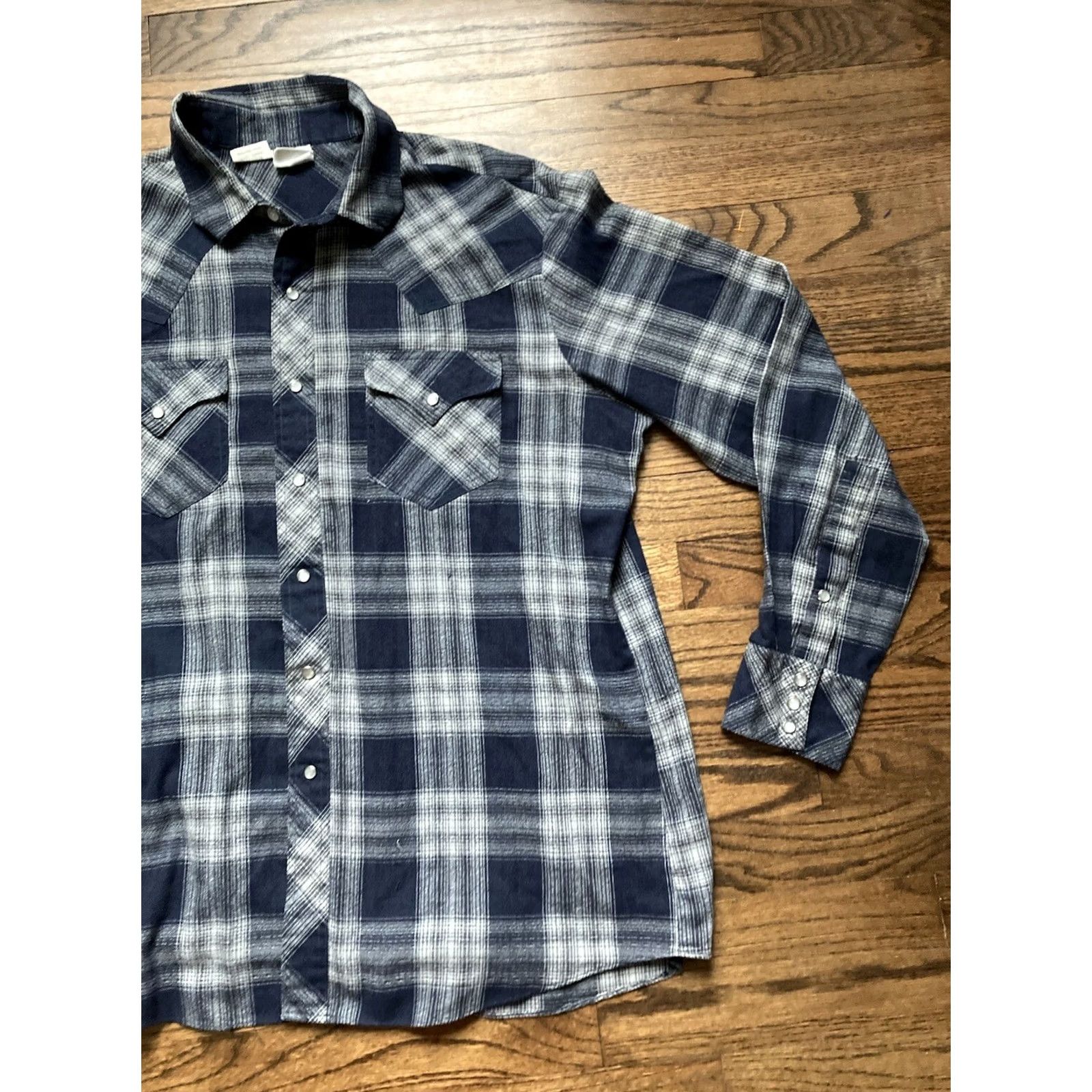 Vintage VINTAGE Kennington Shirt Mens XL Western Plaid Blue Cotton Polyester Button-Up Snaps Casual Cowboy Geometric Long Sleeve Size US XL / EU 56 / 4 - 3 Thumbnail