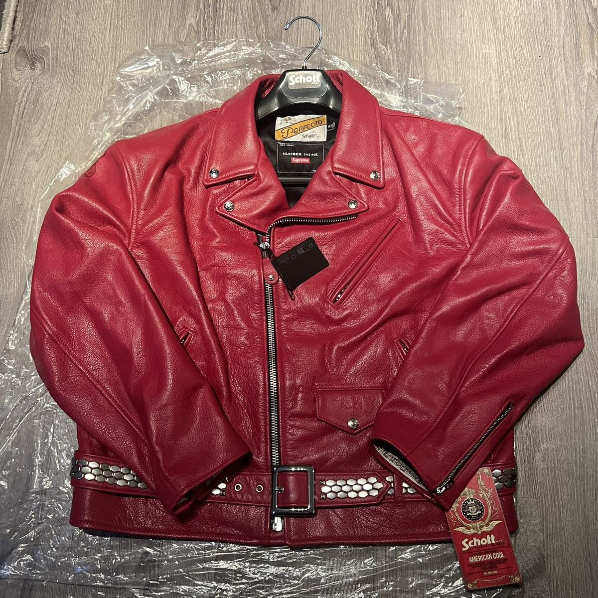Schott × Supreme Supreme Number (N)ine Schott Perfecto Leather Jacket Red XL Size US XL / EU 56 / 4 - 4 Thumbnail