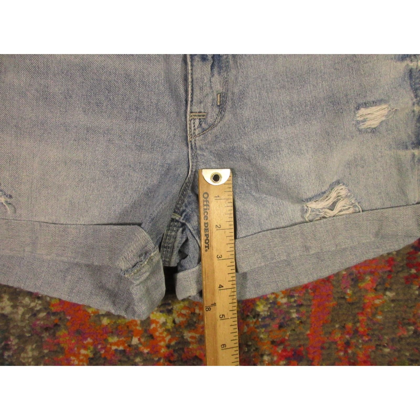 Madewell Madewell Shorts Womens 27 Relaxed Mid-Length Folded Hem Distressed Denim 30x4 Blue 5-Pocket Style Cut-Off Casual Summer Womens Size 27" / US 4 / IT 40 - 7 Thumbnail