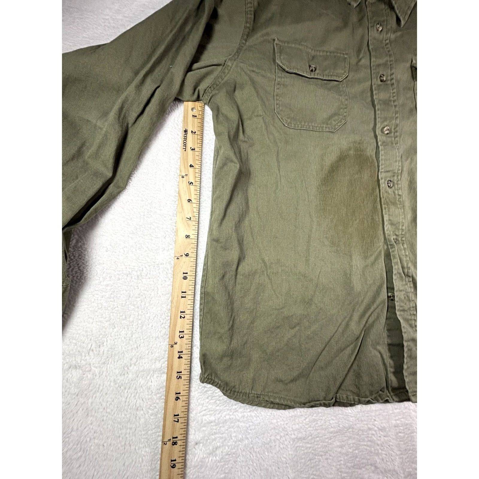 Wrangler Wrangler Shirt Men L Olive Green Long Sleeve Cotton Twill Button-Up Collared Western Outdoor Embroidered Pockets Size US L / EU 52-54 / 3 - 5 Thumbnail