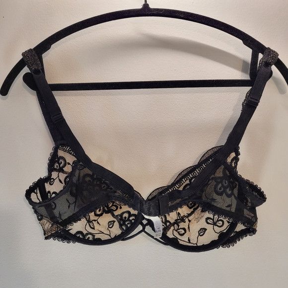 Other Lejaby Unlined Balconette Bra Cream And Black Lace - 36D Size ONE SIZE - 4 Thumbnail
