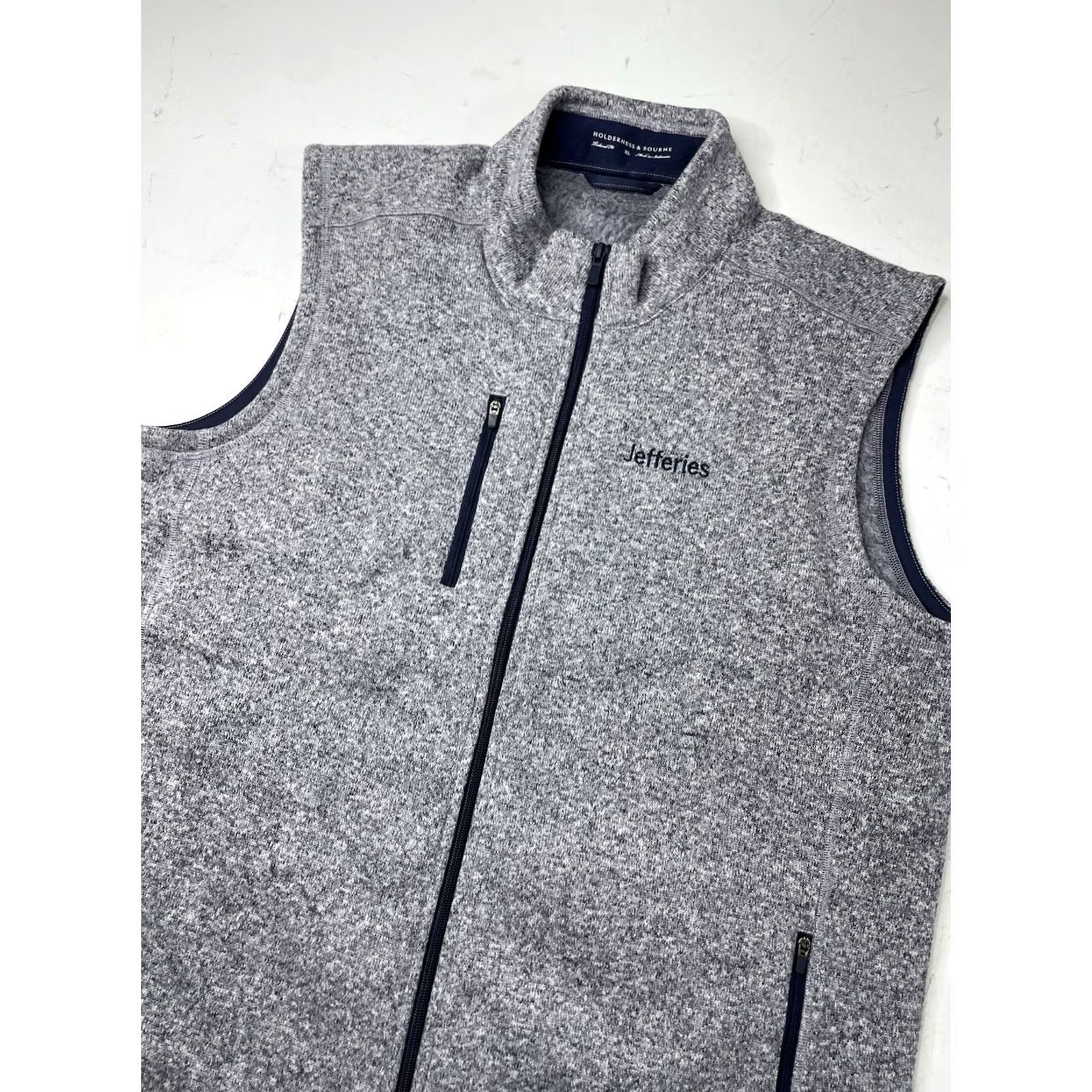 Vintage Holderness & Bourne Ashby Vest Men's XL Fleece Full Zip Golf Heathered Navy Size US XL / EU 56 / 4 - 2 Thumbnail