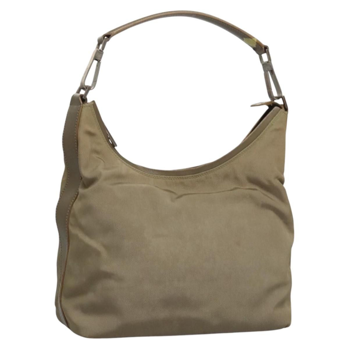 Gucci Shoulder Bag Nylon Beige Silver 000 602, Women's