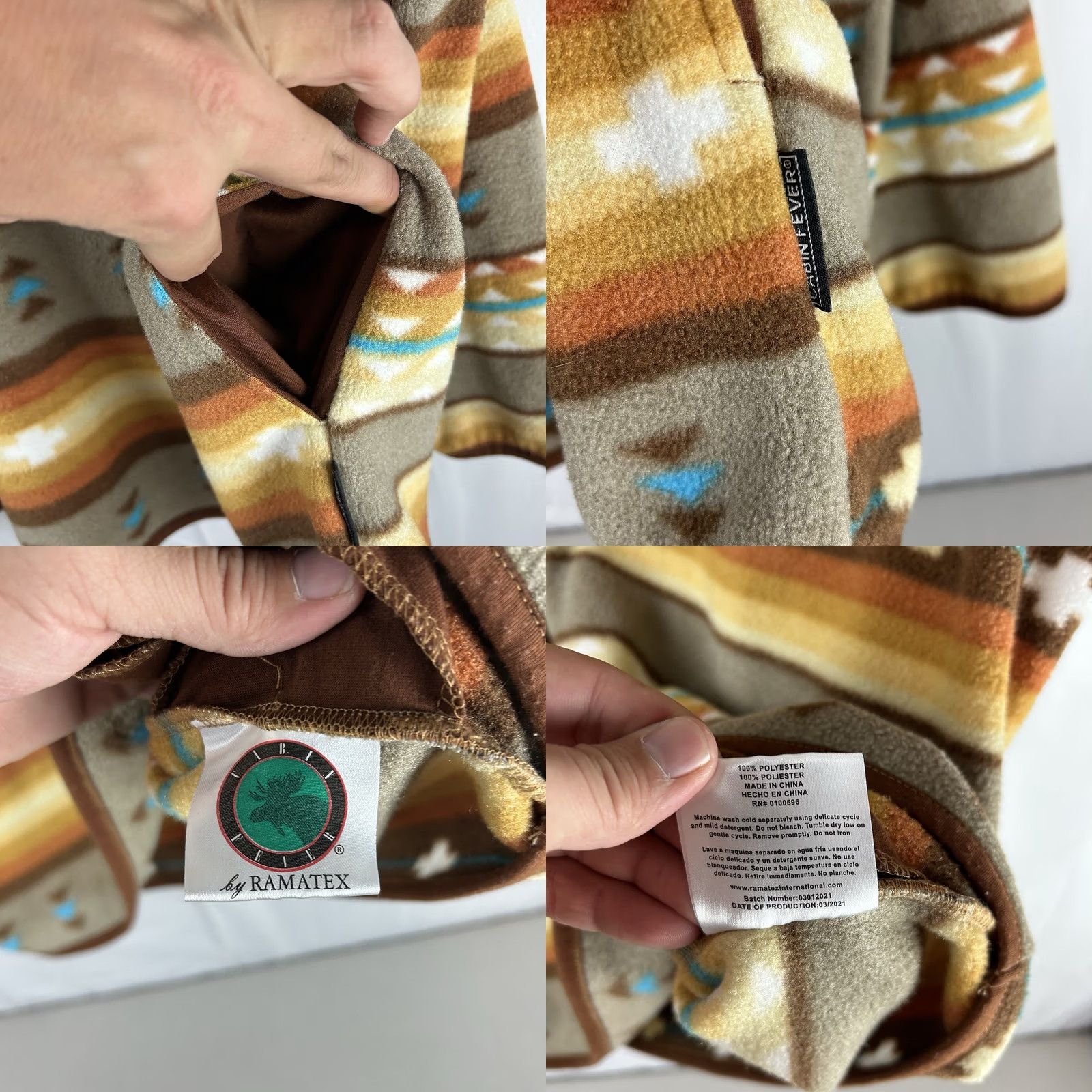 Vintage VINTAGE Cabin Fever By Ramatex Fleece Southwest Aztec 2XL 1/4 Button Pullover Pockets Mens Jacket Size US XXL / EU 58 / 5 - 8 Thumbnail