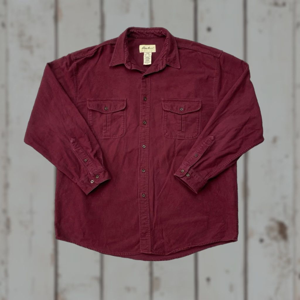 Eddie Bauer VINTAGE Eddie Bauer Shirt Mens XL Red Long Sleeve Button-Up Chamois Flannel Button-Up Shirt Size US XL / EU 56 / 4 - 1 Thumbnail