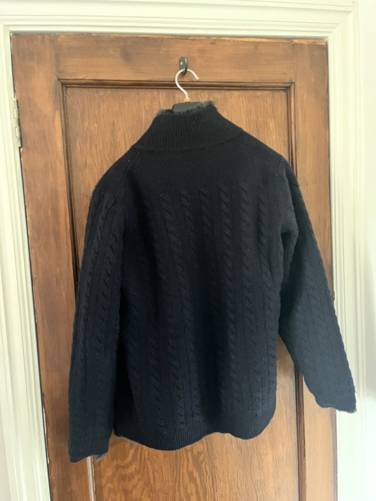 N peal fur cableknit cardigan navy size small/medium