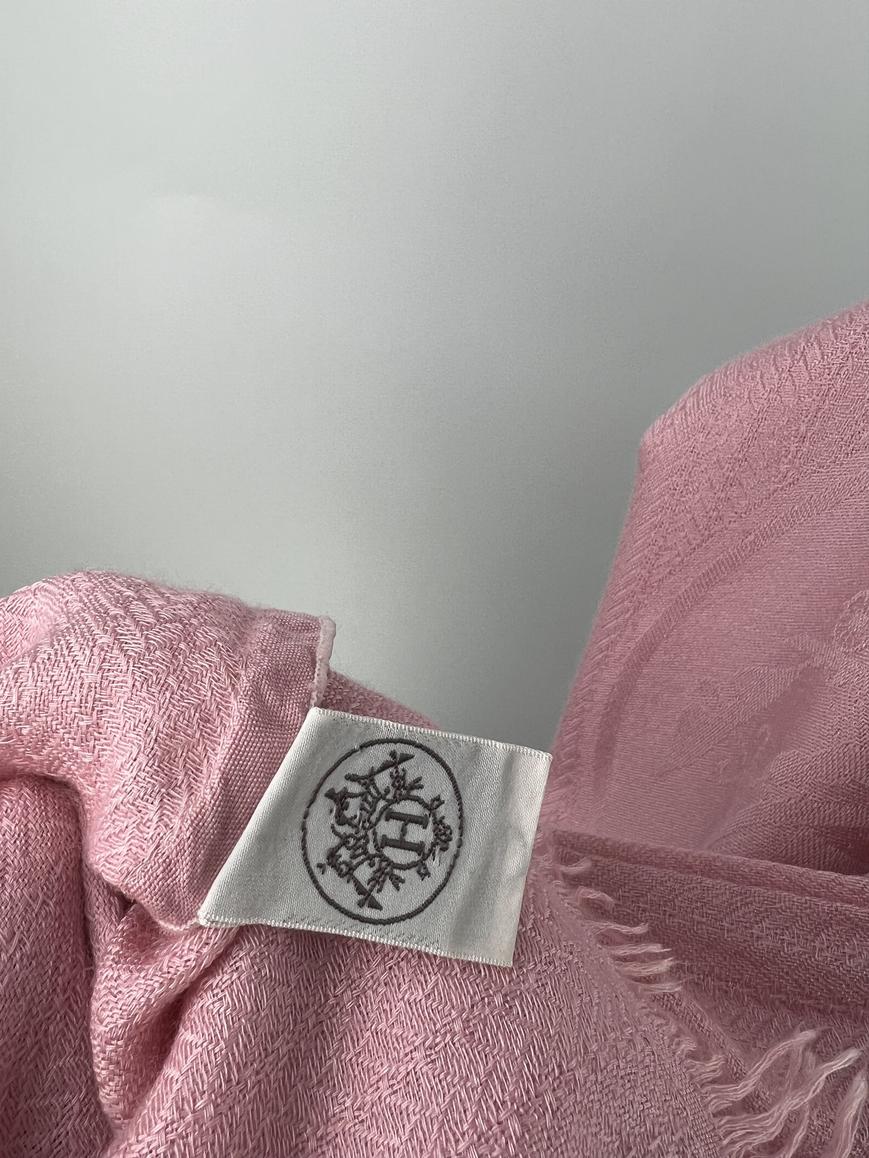Hermes Hermes Women's Pink Cashmere Silk Scarf Size ONE SIZE - 3 Thumbnail
