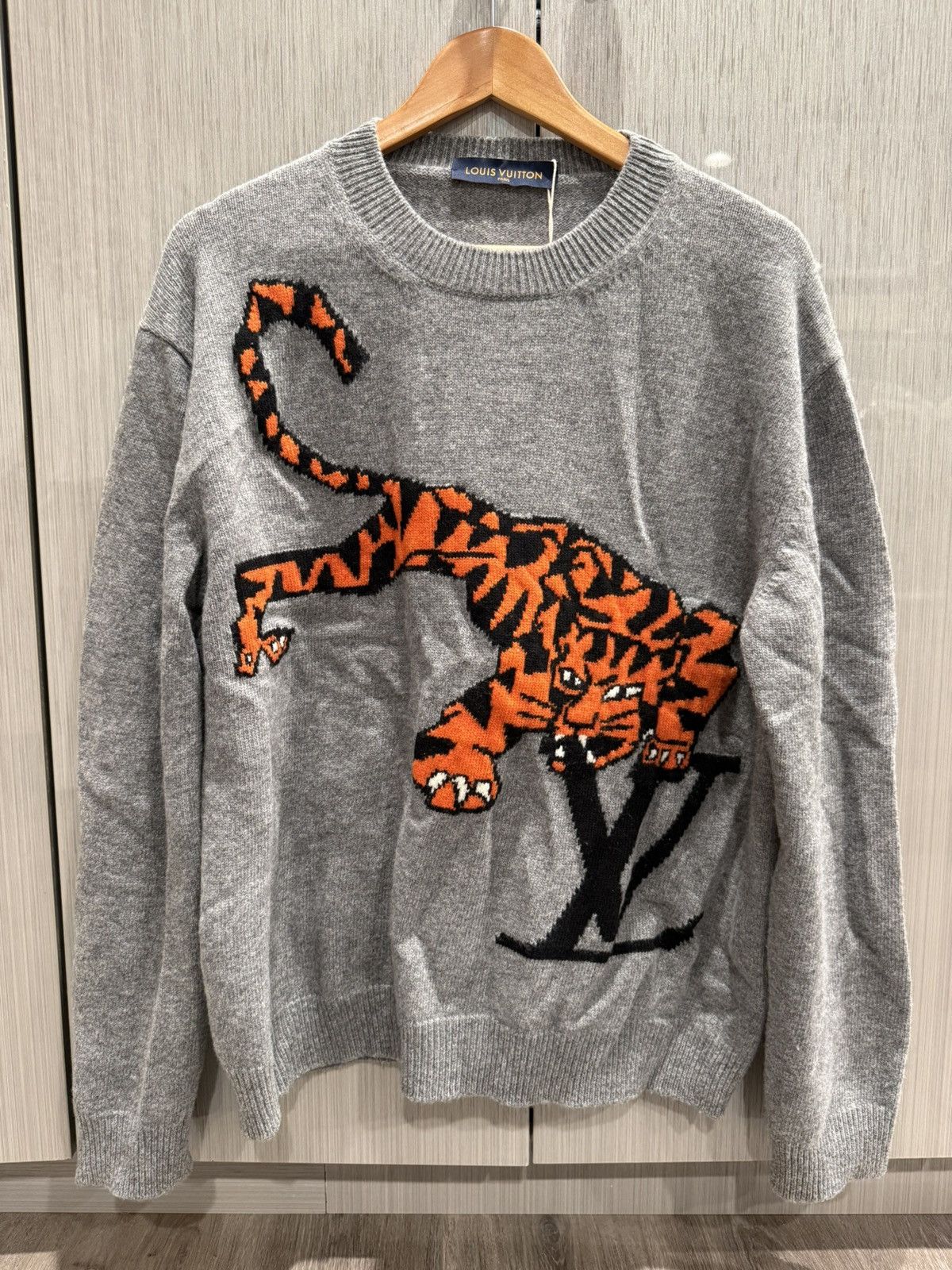 Louis Vuitton Grey Tiger Knit Sweatshirt