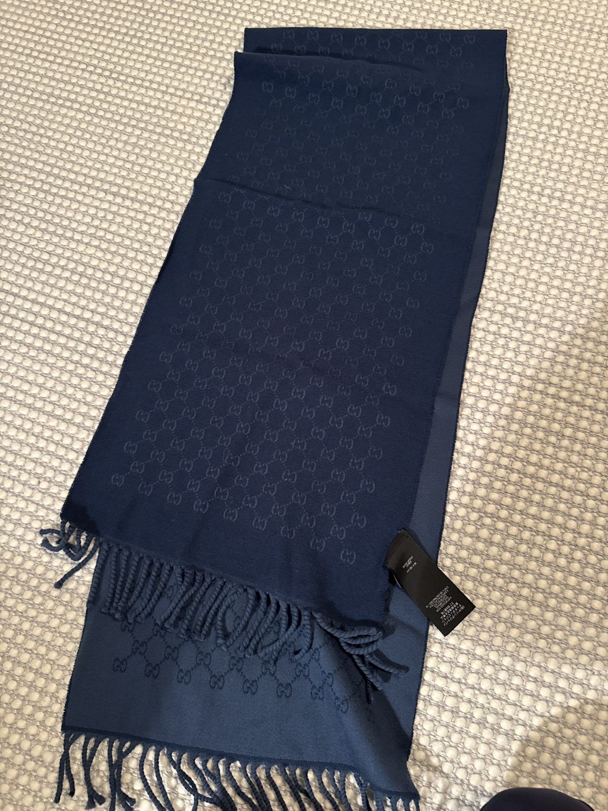 Gucci Gucci Blue Wool Scarf Size ONE SIZE - 3 Thumbnail