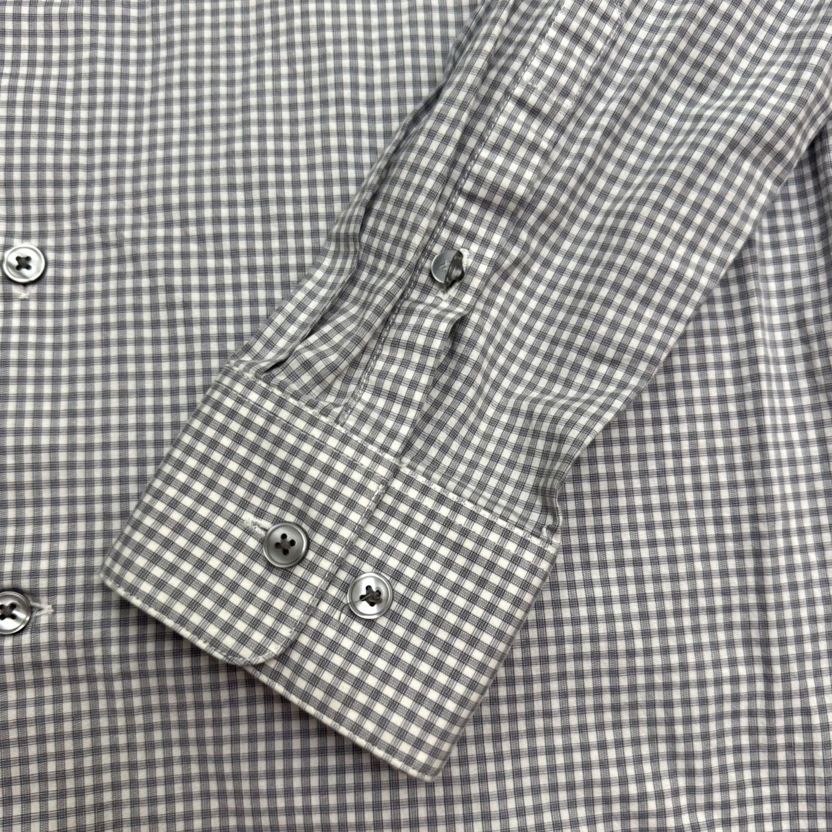 John Varvatos John Varvatos Mens Gray White Check Gingham Dress Shirt USA Modern Fit Top 15.5 Size US L / EU 52-54 / 3 - 5 Thumbnail