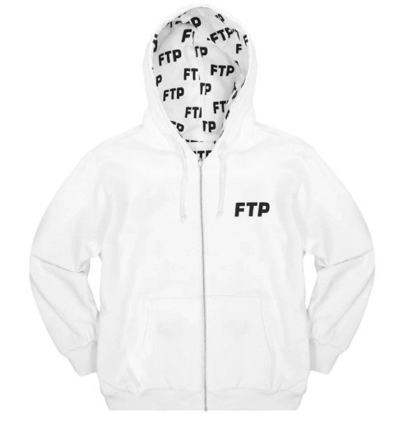 FTP x Famous All Over Logo Zip Hoodie Heather Grey Men's