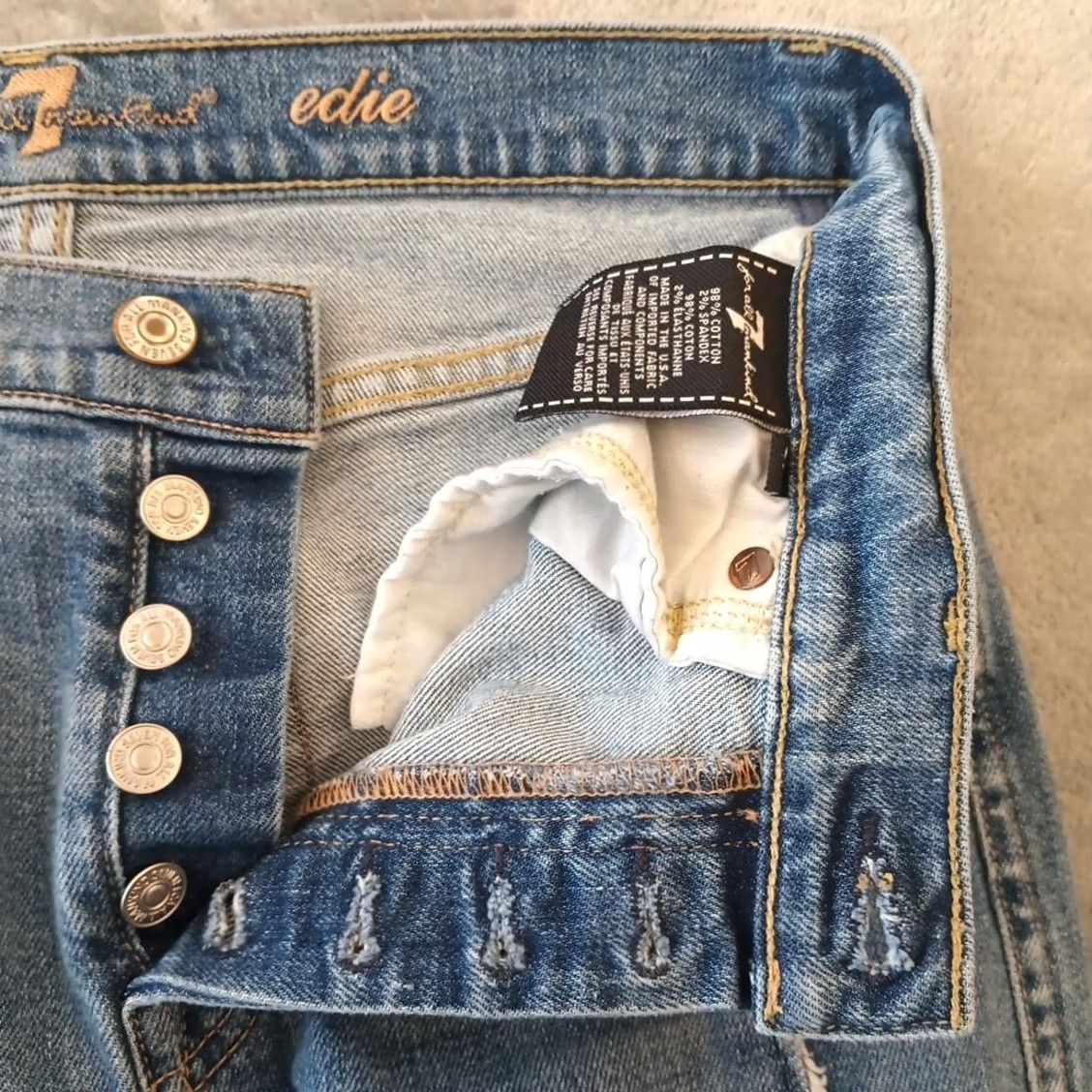 7 For All Mankind 7 For All Mankind Jeans Womens 27 Blue Edie Size Wash Button Fly 27x26 Size 27" / US 4 / IT 40 - 4 Thumbnail