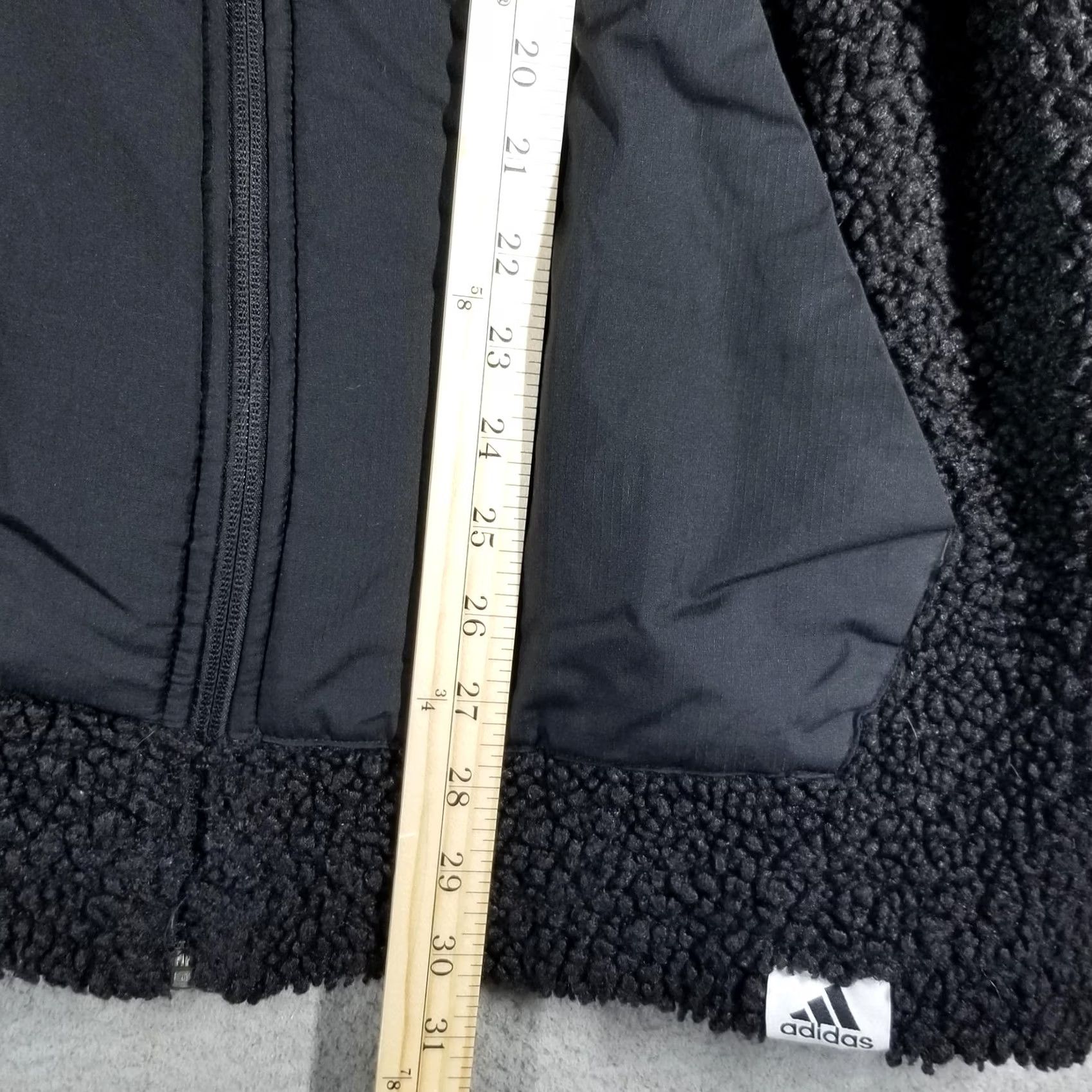Adidas Adidas Jacket Mens XL Black Hooded Sherpa Fleece Pockets Full Zip Parka Logo Size US XL / EU 56 / 4 - 6 Thumbnail