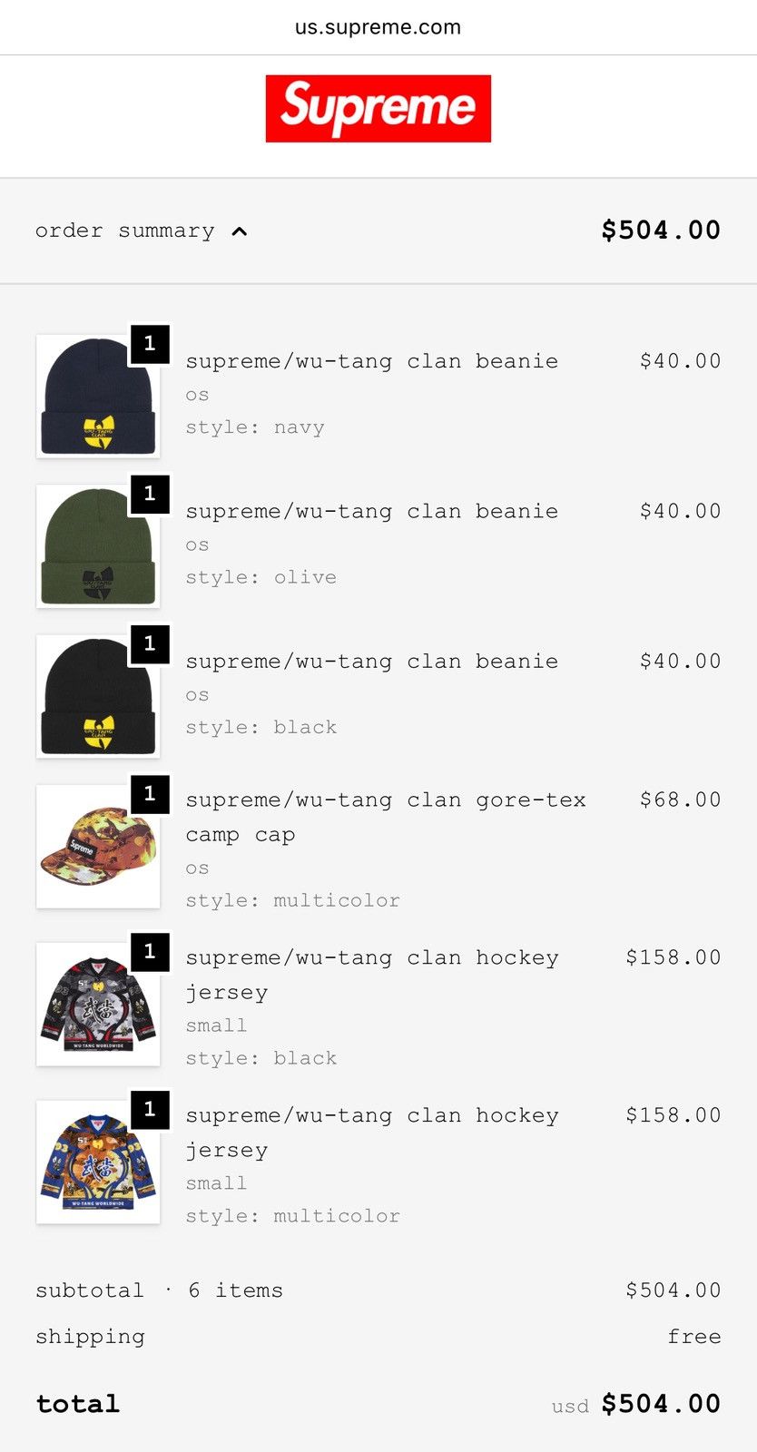 Supreme Supreme Wu-Tang Clan Beanie Olive Size ONE SIZE - 6 Thumbnail