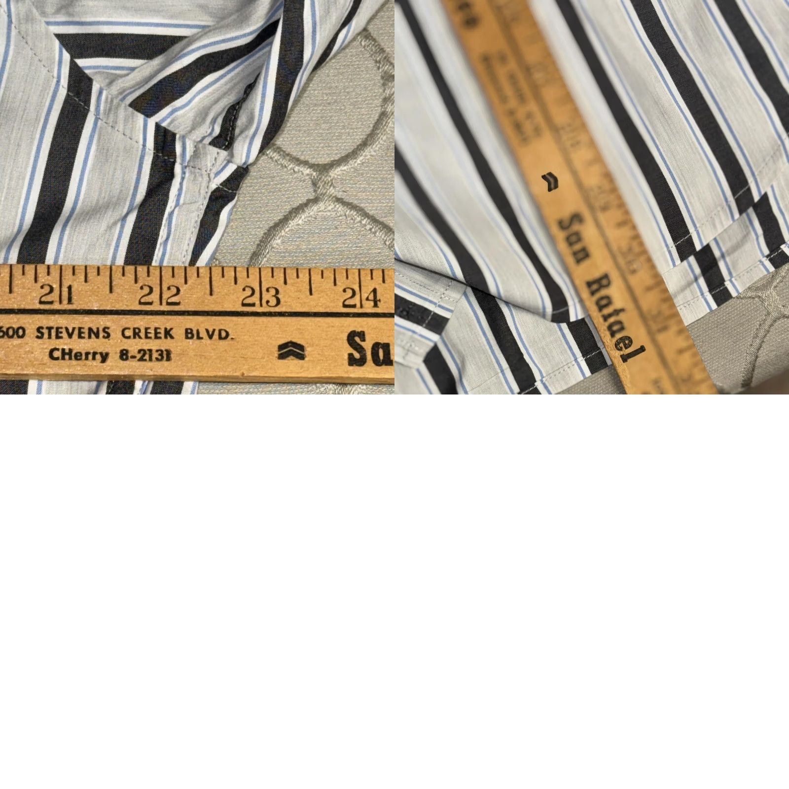 Giorgio Armani Armani Exchange Shirt Mens Large White Black Blue Stripe Slim Fit Button Up Size US M / EU 48-50 / 2 - 8 Thumbnail