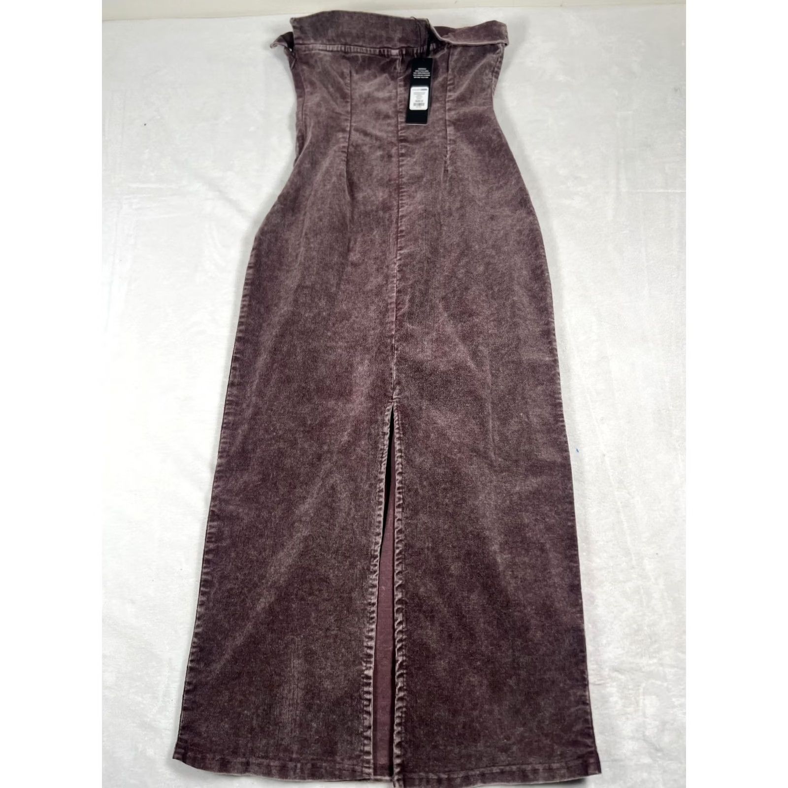 Fashion Nova VINTAGE? No. Fashion Nova Dress Womens Small Brown Always In Style Corduroy Midi Strapless Size S / US 4 / IT 40 - 5 Thumbnail