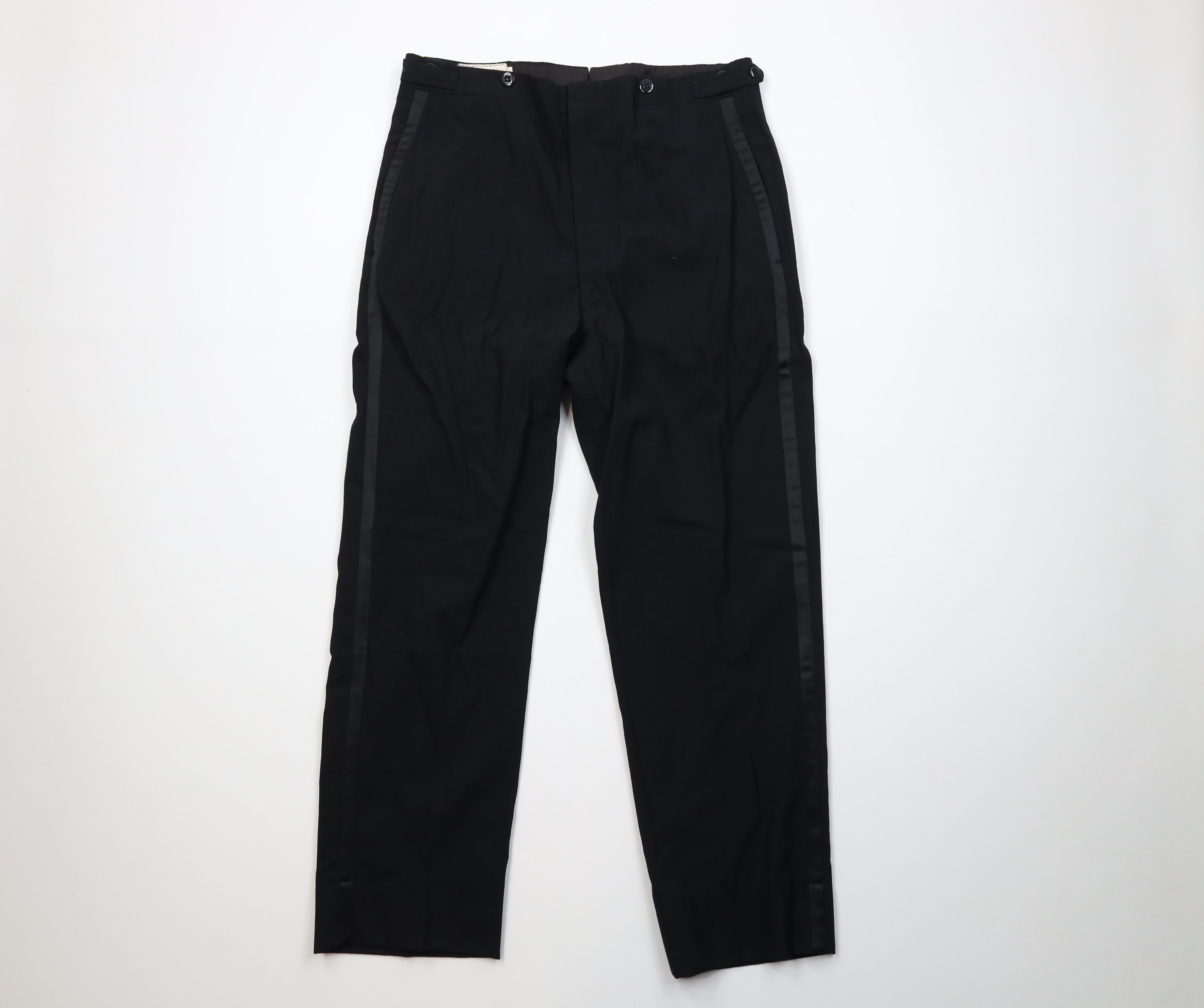 Vintage Vintage 50s Streetwear Satin Tuxedo Pants Trousers Black USA Size US 35 - 1 Thumbnail