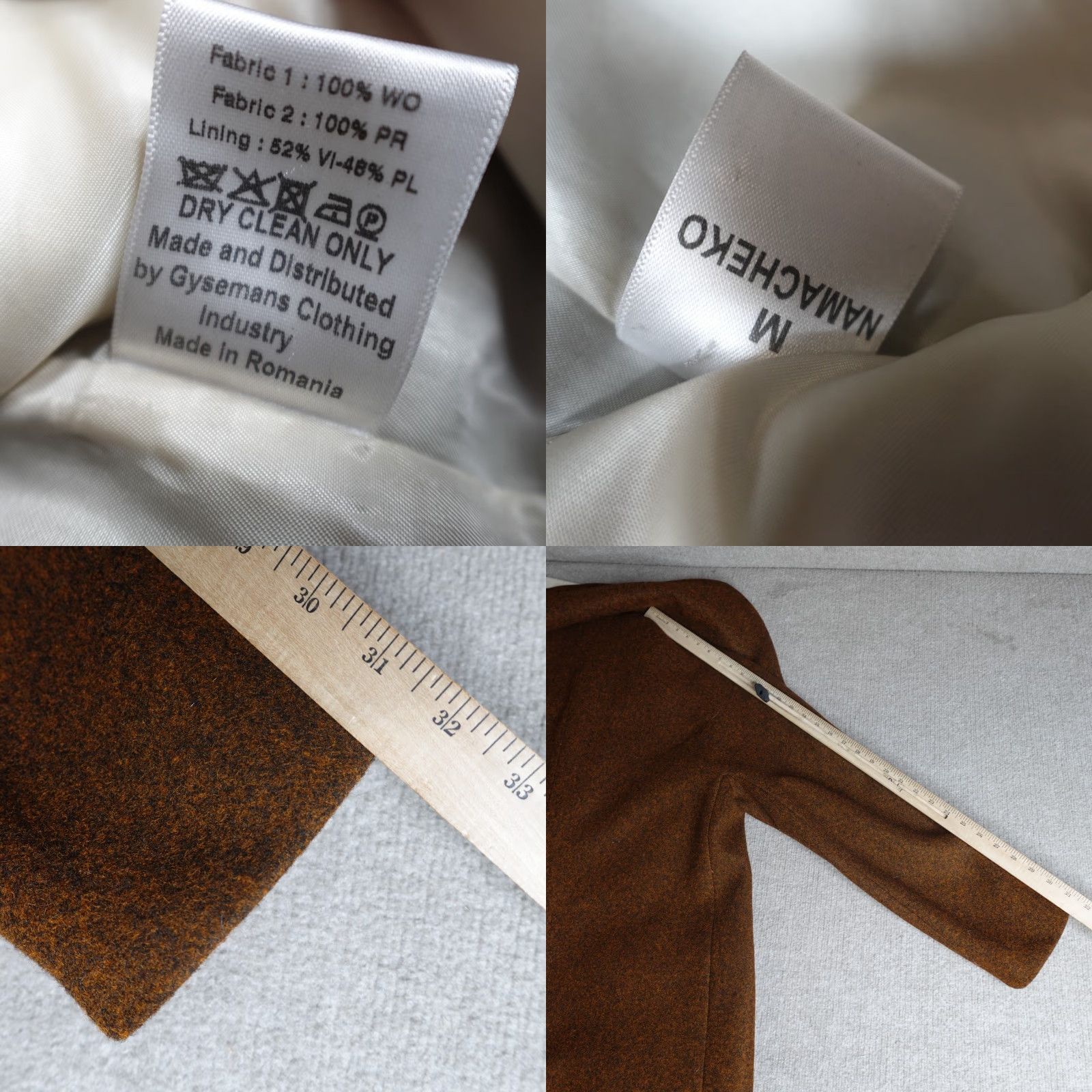 Namacheko Namacheko Coat Mens Wool Brown Caban Coat Medium M Pea Coat Button Front Mid-Length Jacket/Coat Regular Size Type Coat Mens Size US M / EU 48-50 / 2 - 8 Thumbnail