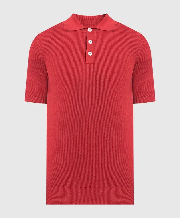 image of Brunello Cucinelli O1W1Db10424 Polo T-Shirt In Red, Men's (Size 2XL)