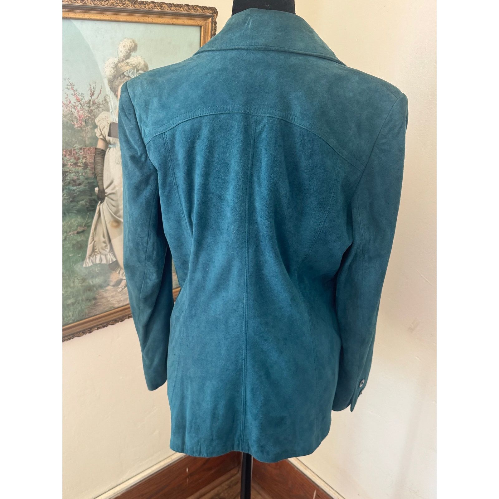 Other Vintage Leathercraft NYC Teal Suede Leather Blazer Size XL / US 12-14 / IT 48-50 - 2 Thumbnail