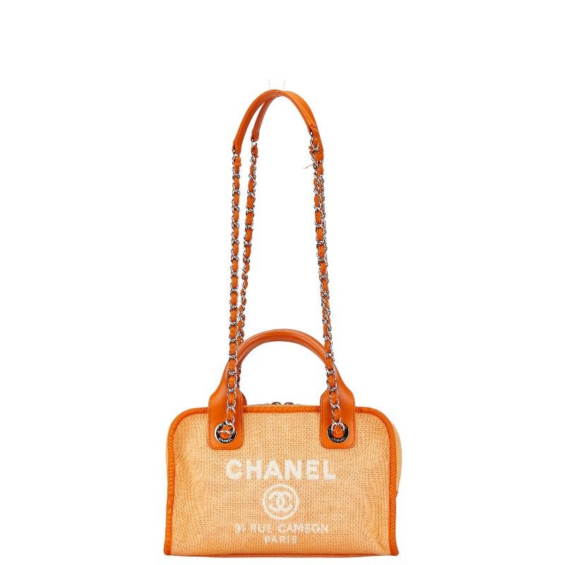 Chanel Chanel Chanel Canvas Leather Coco Mark Logo Deauville Handbag Canvas Handbag 20xxxx in Very Good Condition Size ONE SIZE - 1 Thumbnail