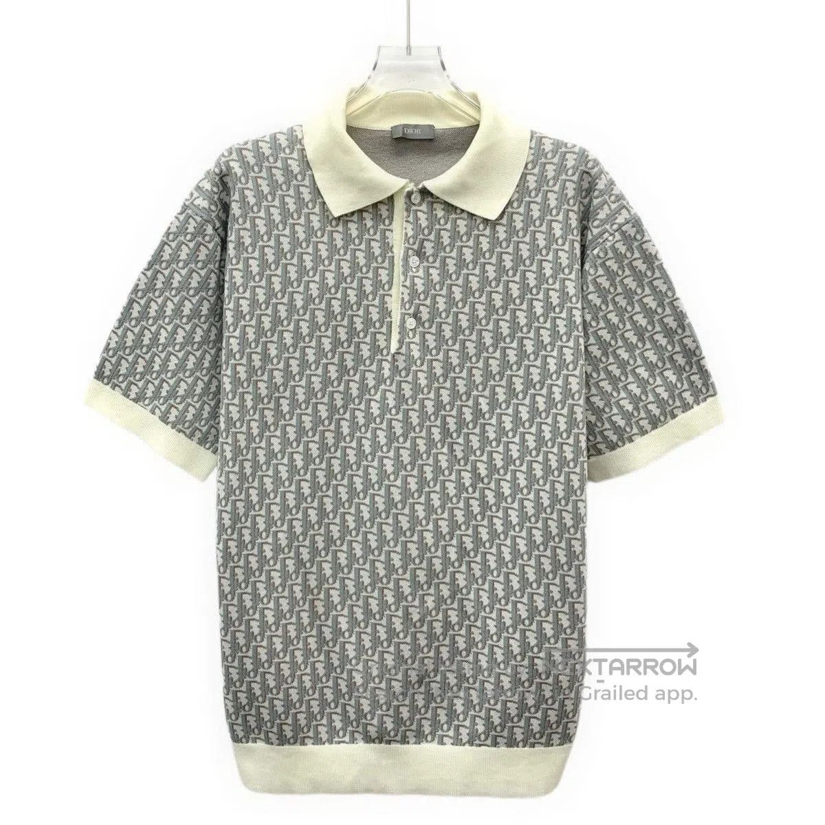 Dior Gray Patterned Short Sleeve Polo Top XS. Size US XS / EU 42 / 0 - 1 Thumbnail